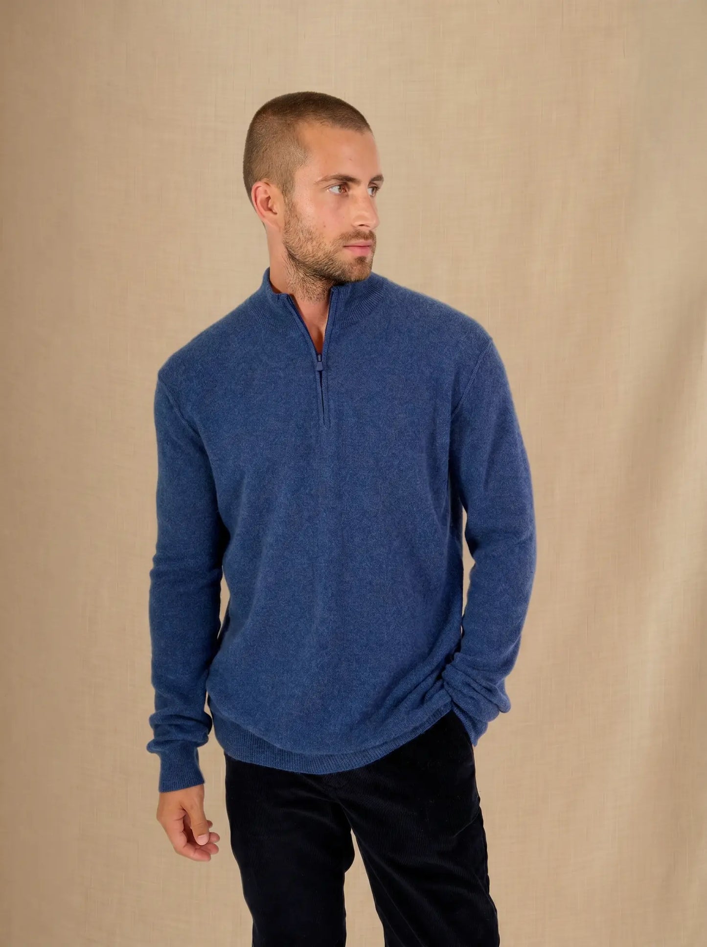 LUCAS sweater cuffed beanie heather ocean