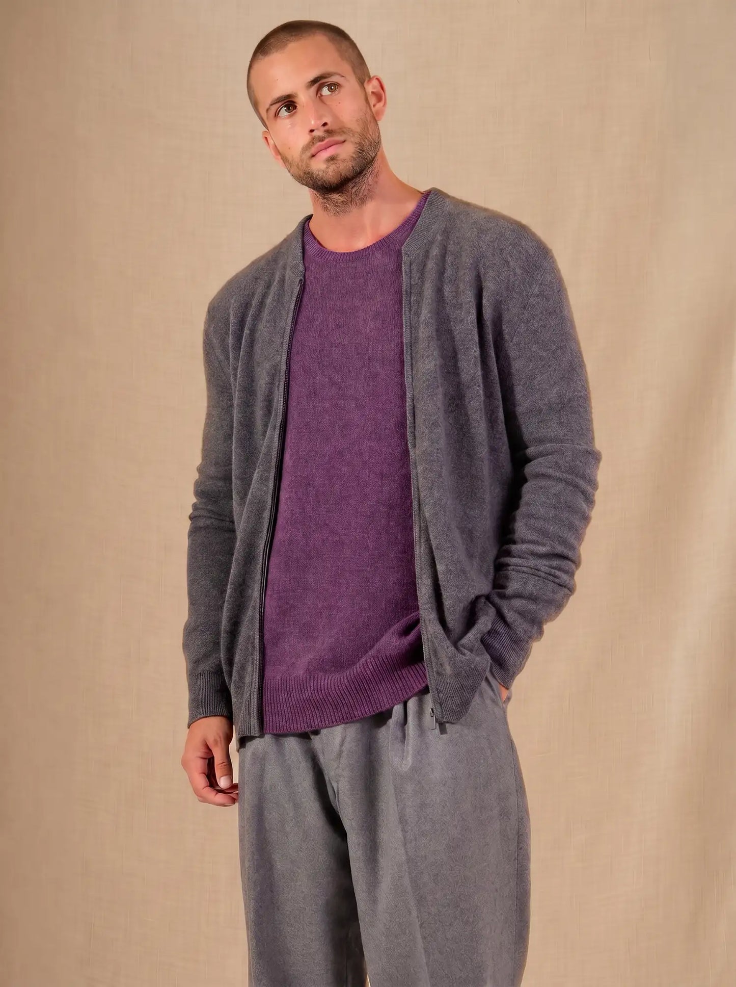 RAMON vest zipped col mao heather charcoal