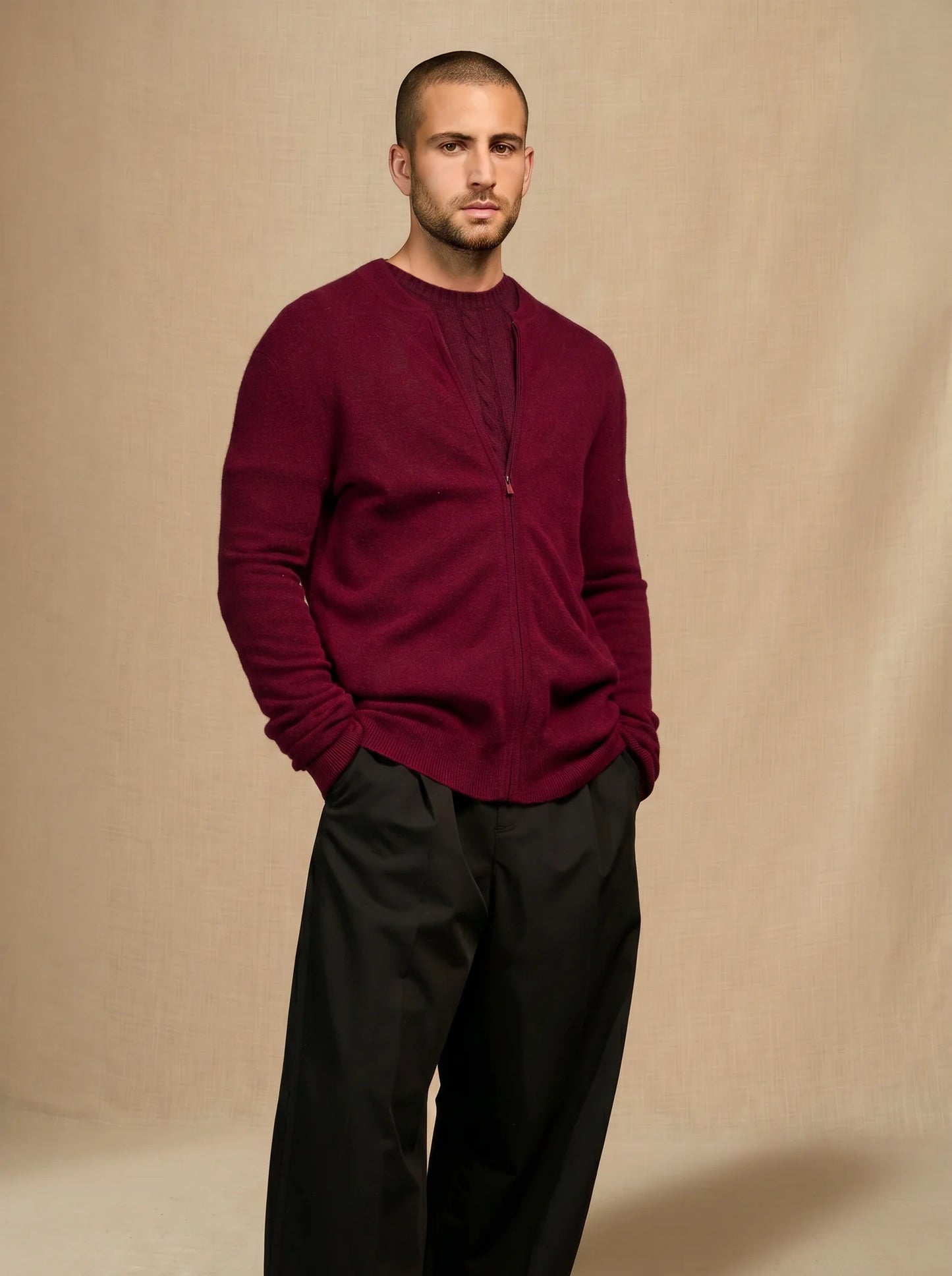 RAMON weste mit reissverschluss col mao bordeaux