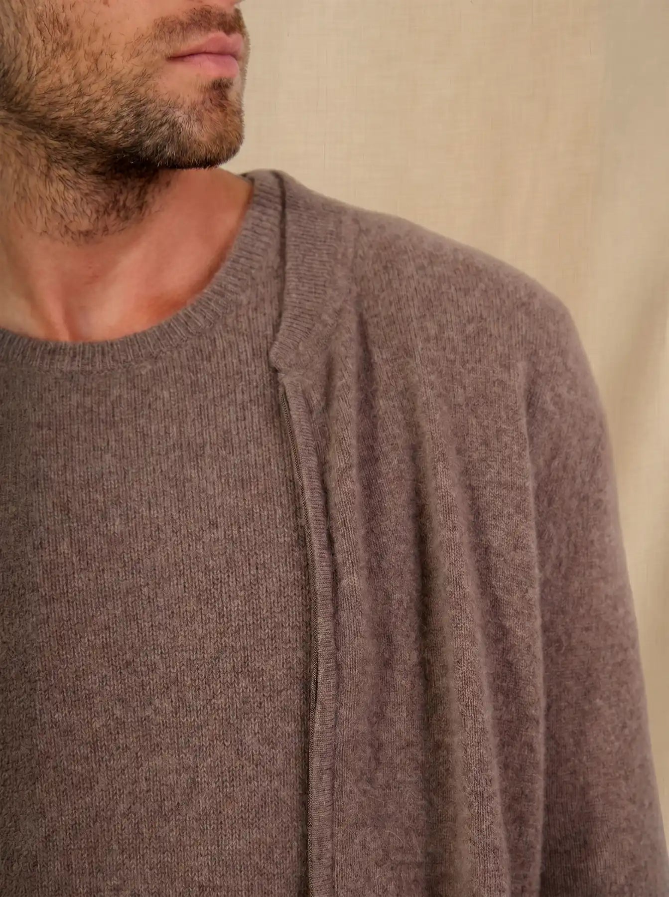 RAMON vest zipped col mao heather taupe