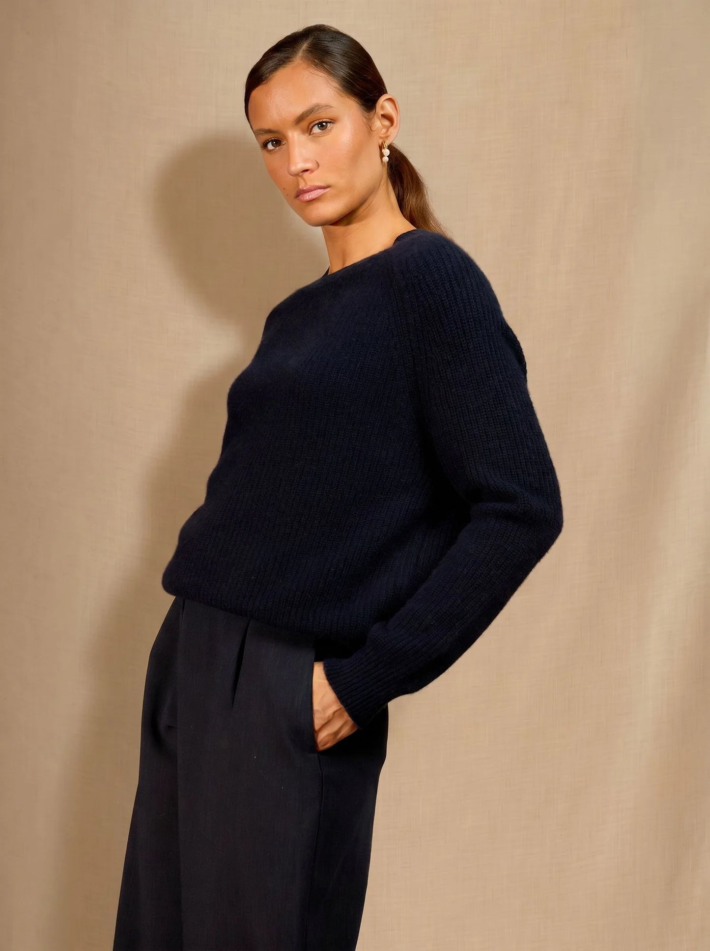 OCEANE pullover rundhalsausschnitt 4-fädig marineblau