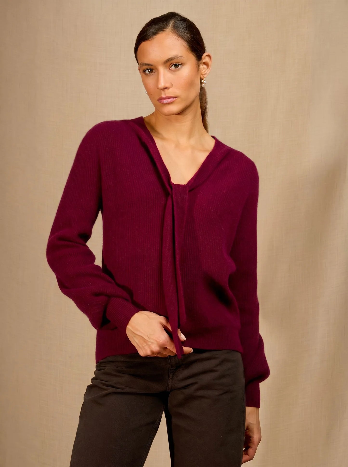 RUBA sweater col lavallière burgundy