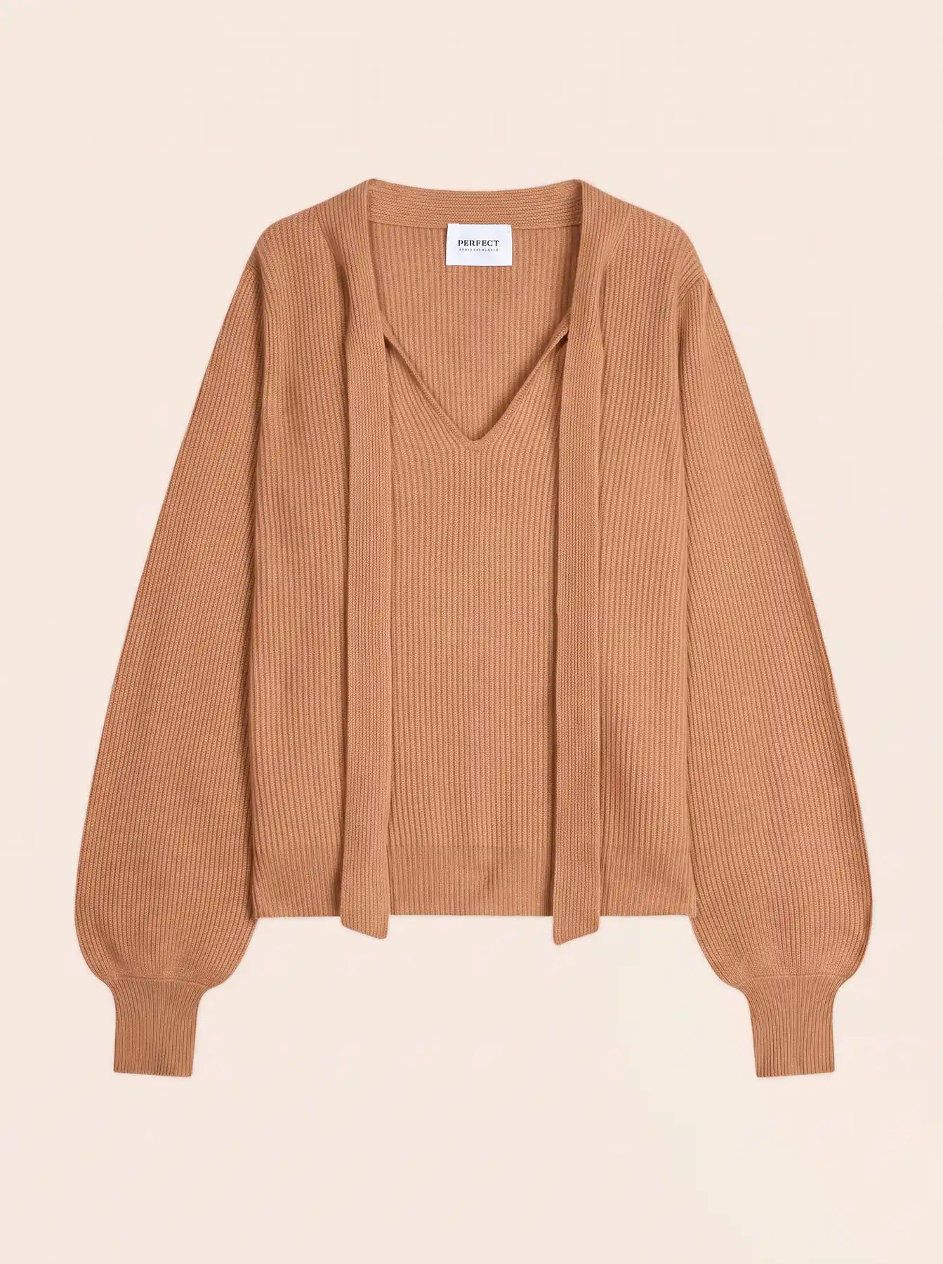 RUBA pullover col lavallière camel meliert