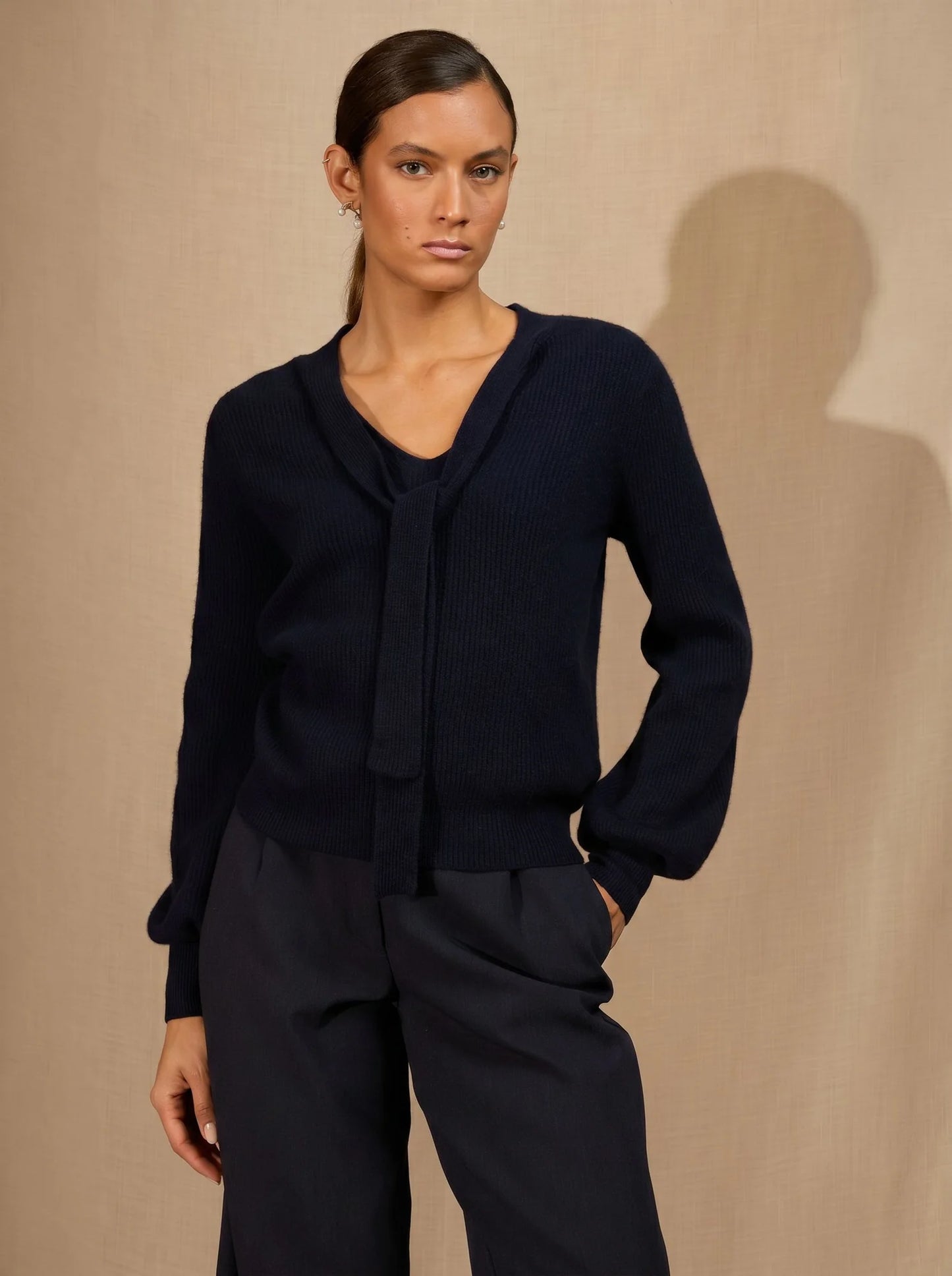 RUBA sweater col lavallière navy