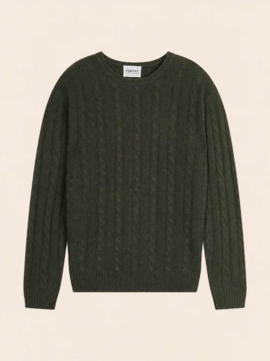 LUNARIO pullover rundhalsausschnitt 4-fädig khaki meliert