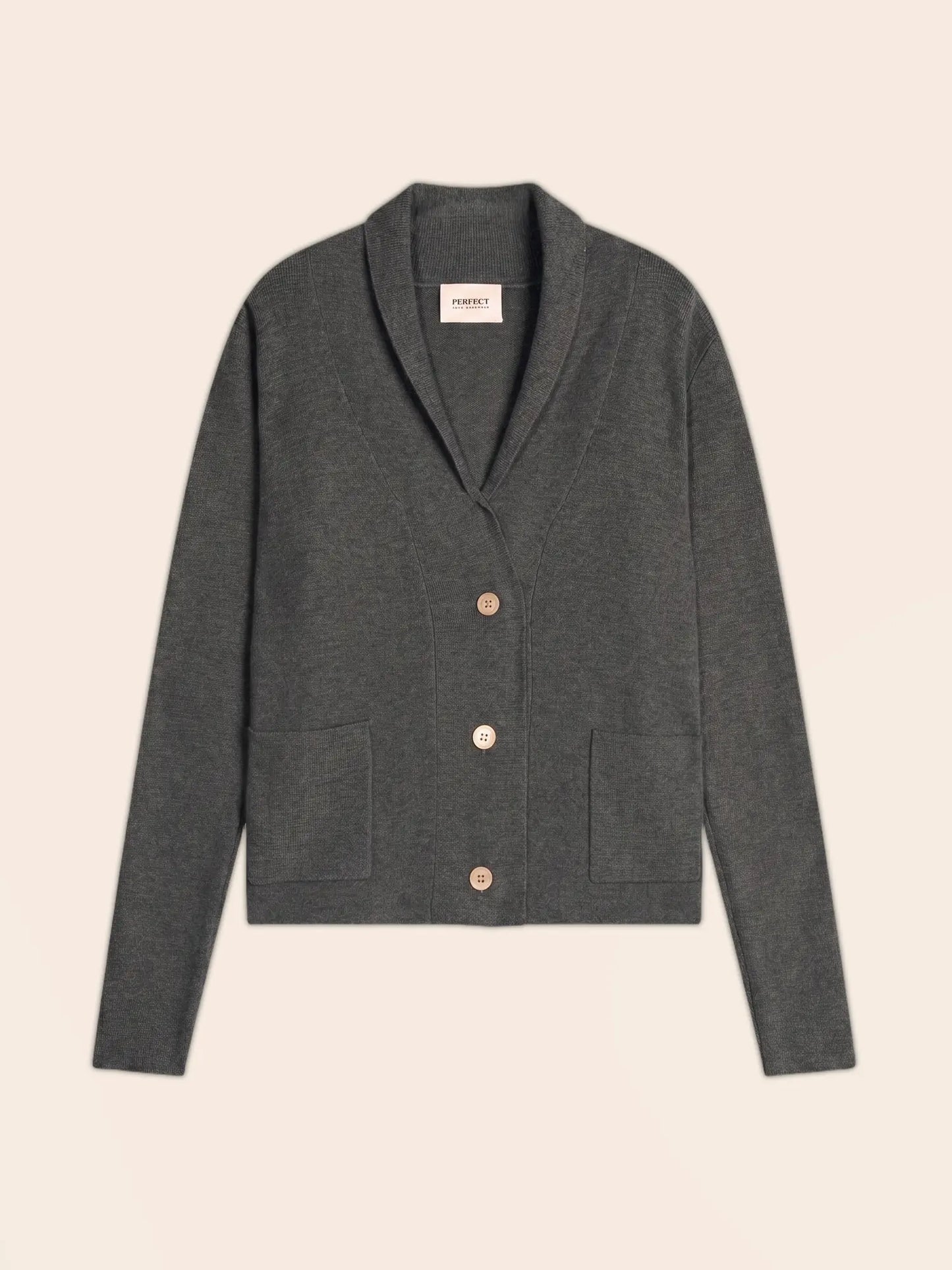 LUMIVIEL jacket buttoned shawl collar heather charcoal