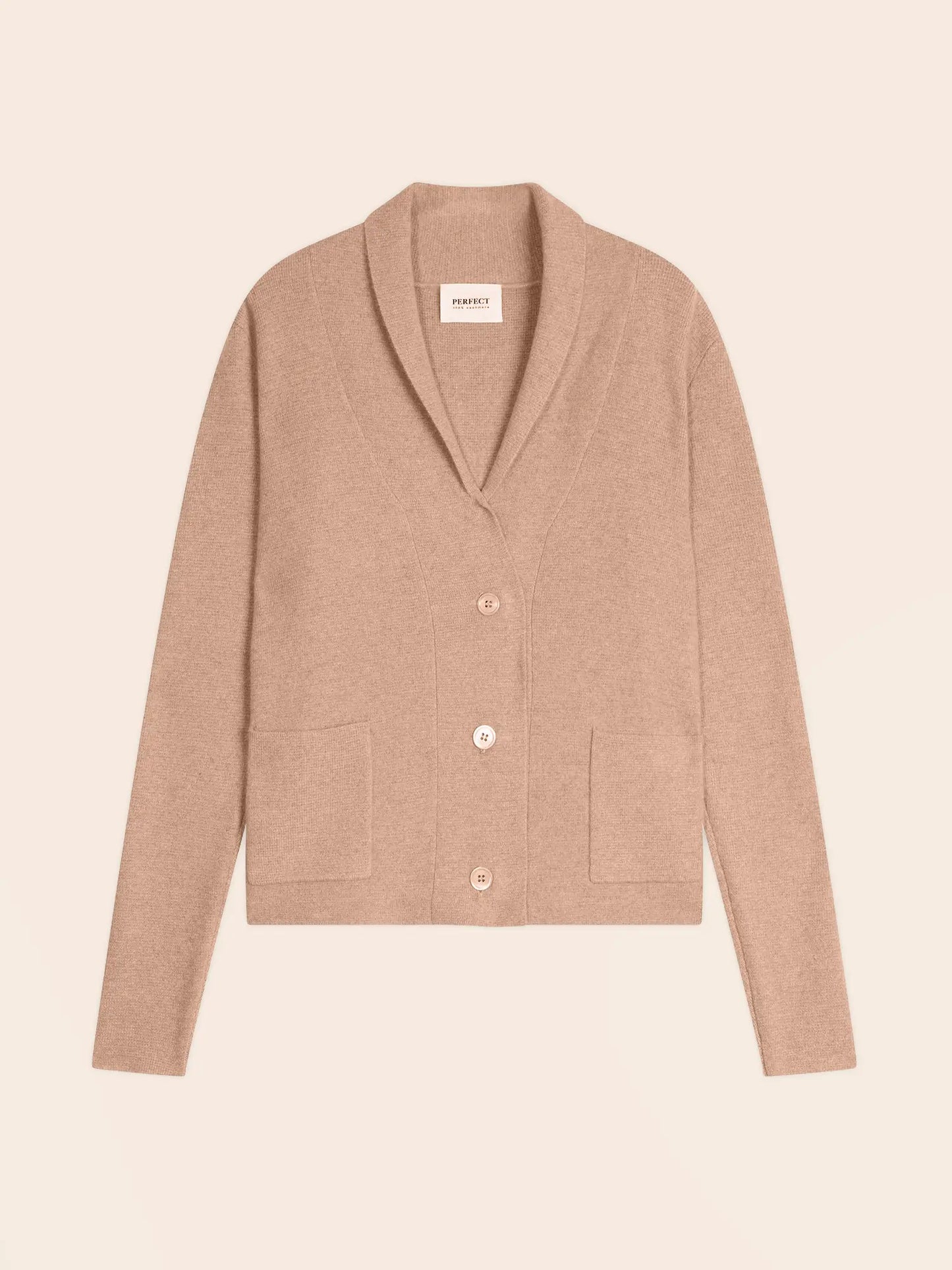 LUMIVIEL jacket buttoned shawl collar heather camel