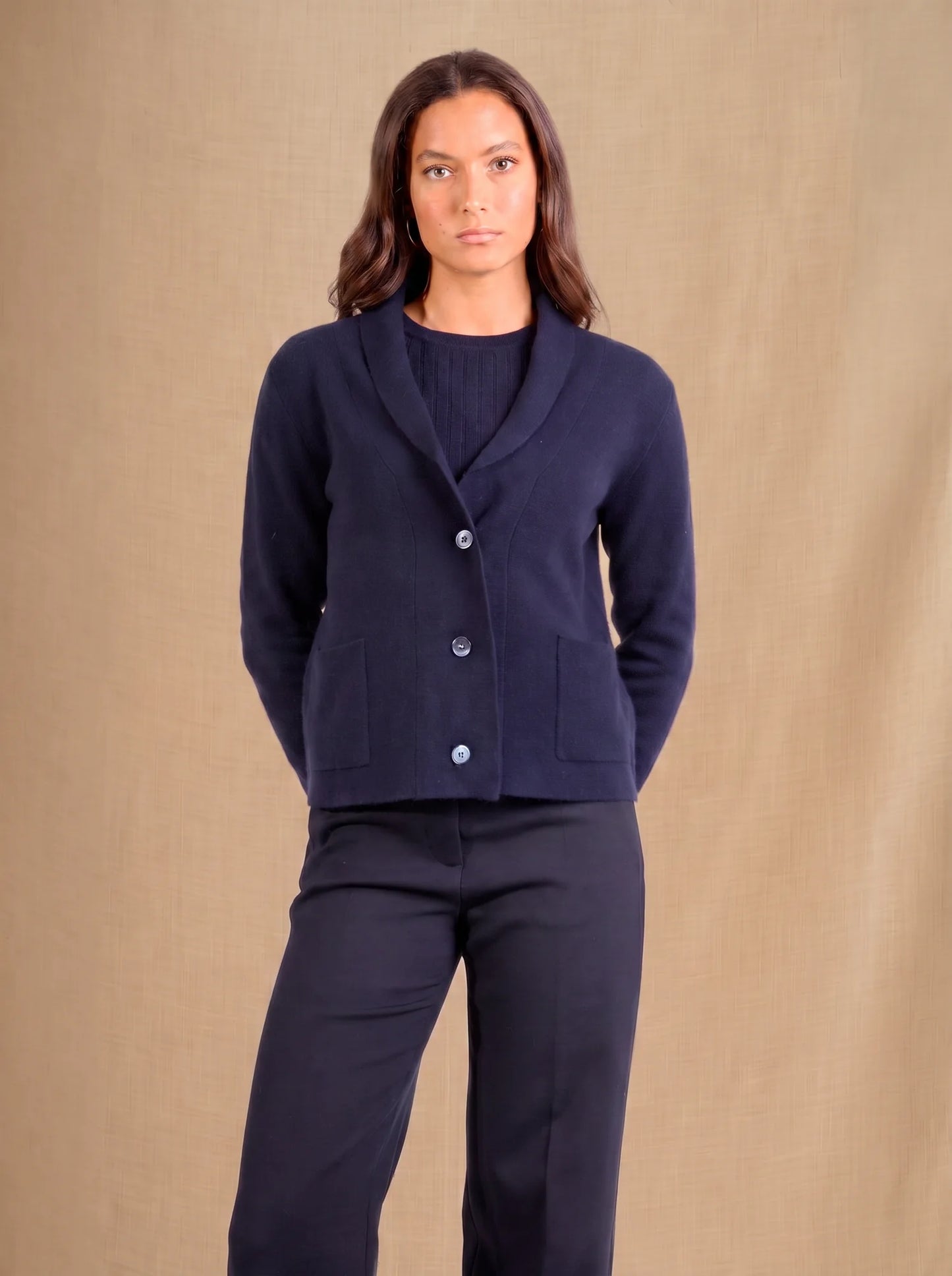 LUMIVIEL jacke geknöpft schalkragen marineblau