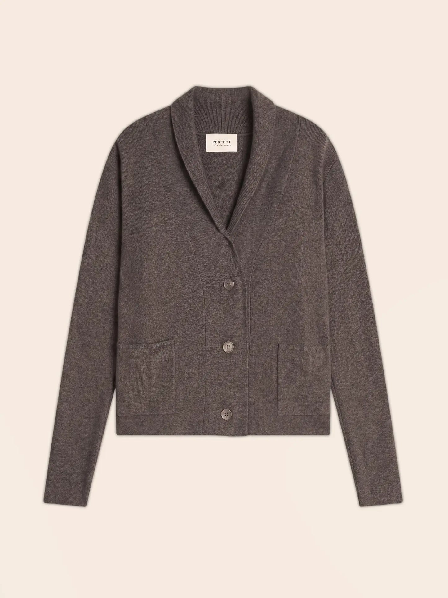 LUMIVIEL jacket buttoned shawl collar heather taupe