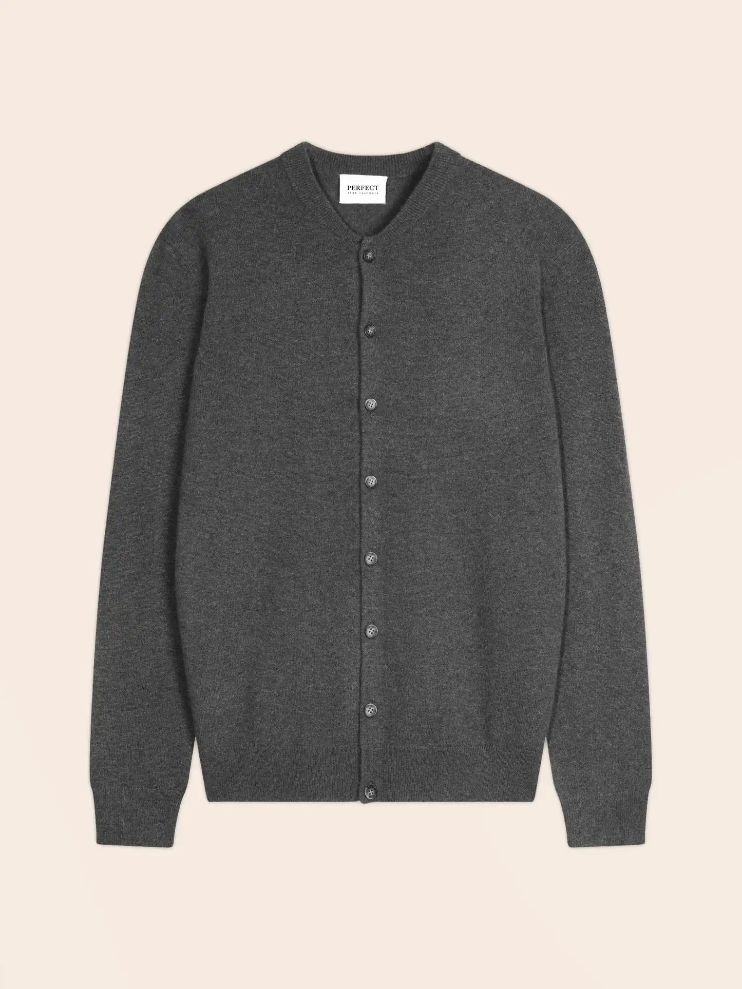 LOERIS strickjacke rundhalsausschnitt anthrazit meliert