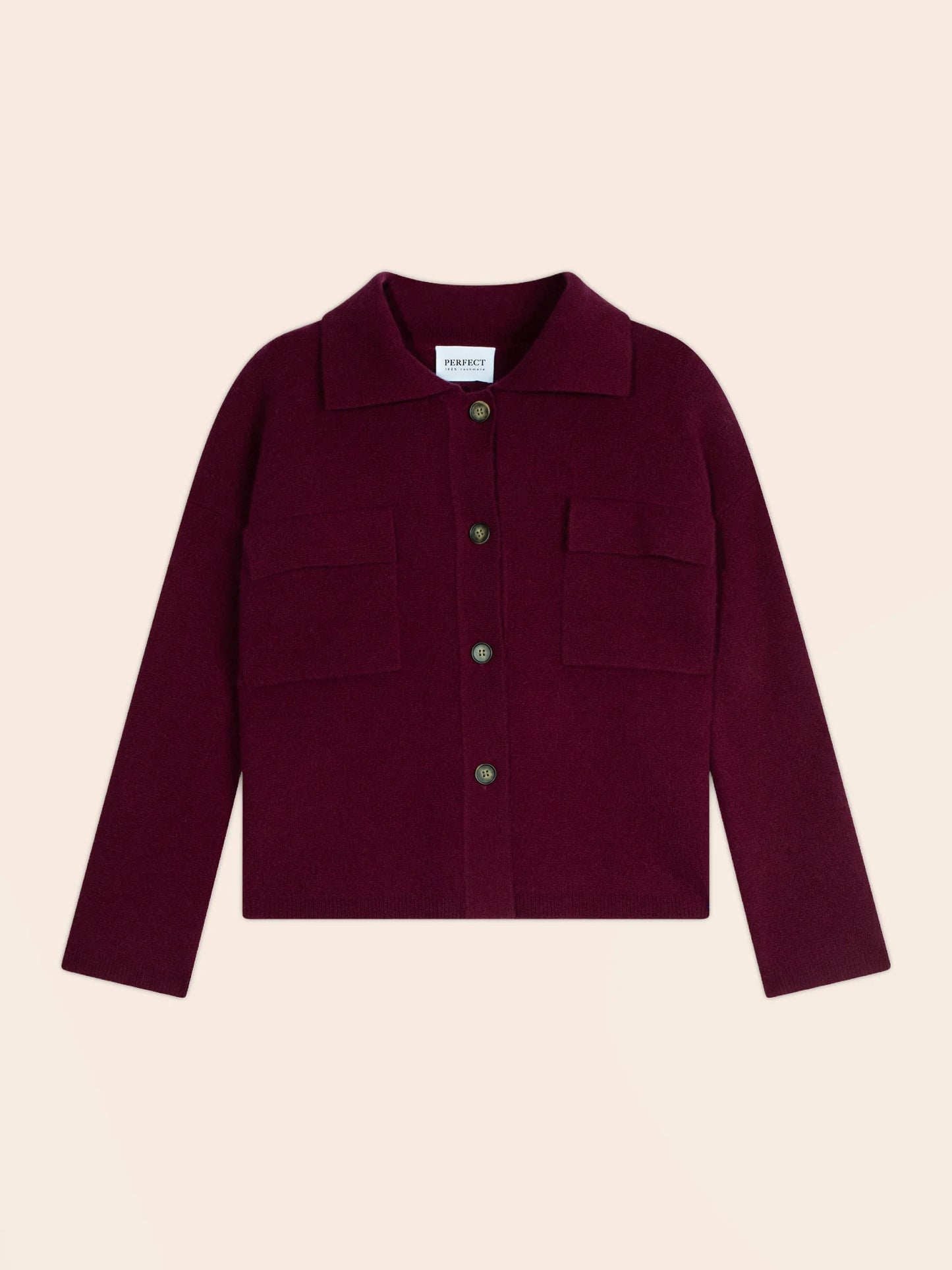 SOLIVRA jacket buttoned shirt collar burgundy