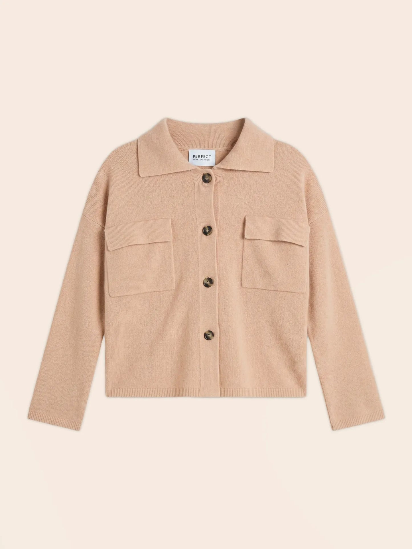 SOLIVRA jacket buttoned shirt collar sand