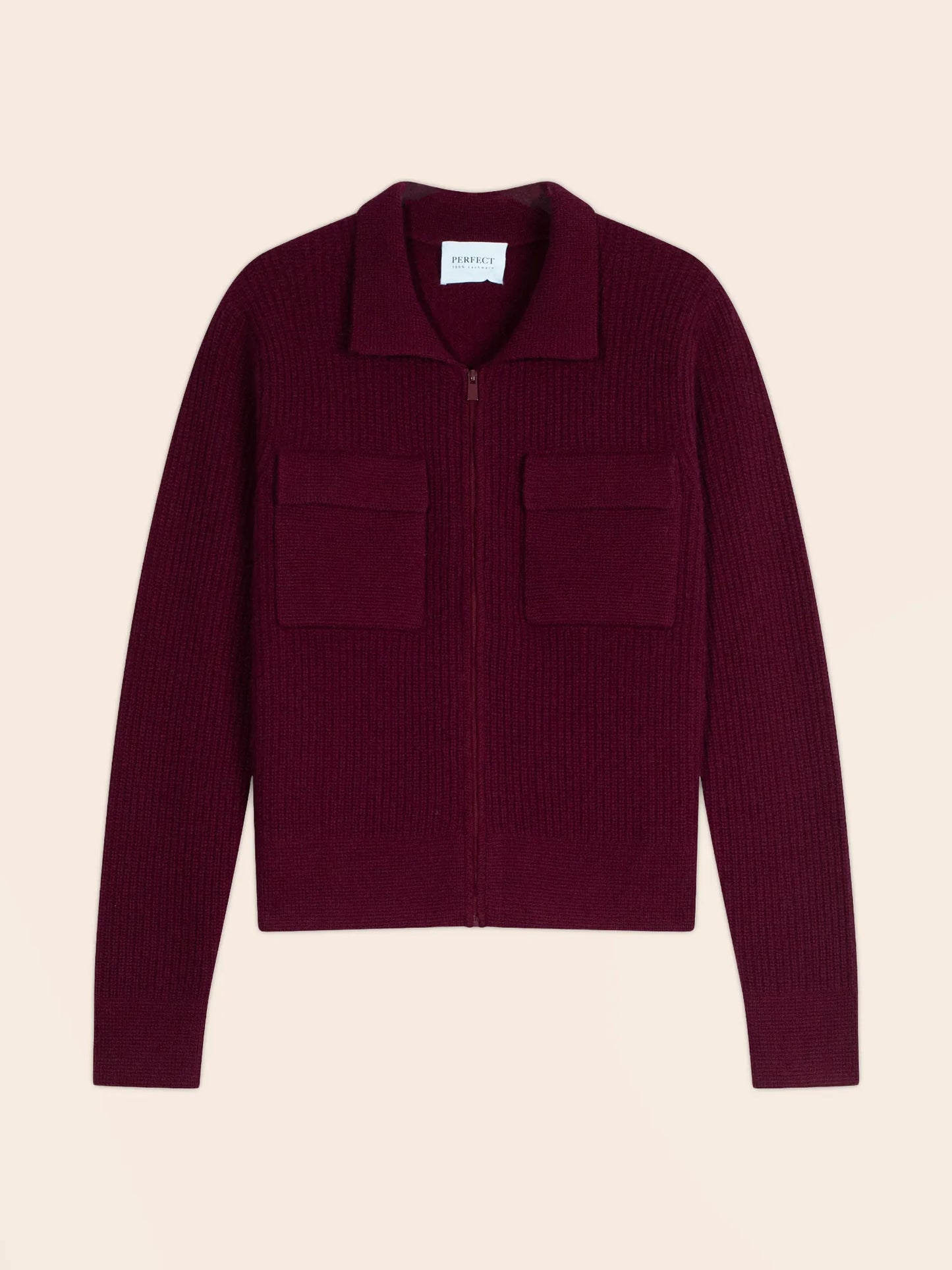SARA jacket short zipped shirt collar 4 ply burgundy
