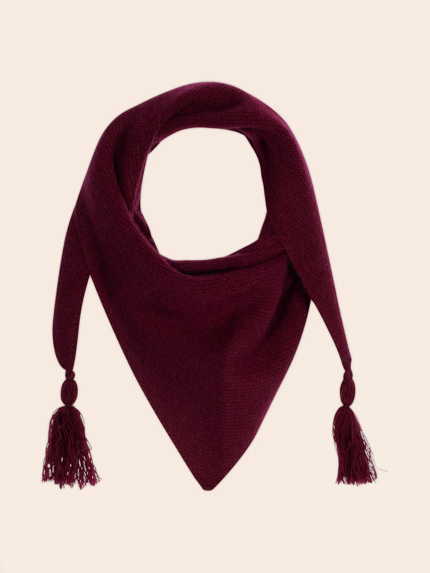 CONDEIXA scarf triangle with fringed 4 ply burgundy