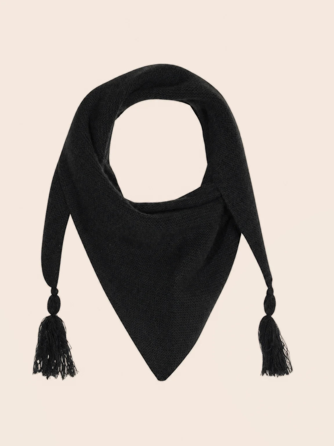 CONDEIXA scarf triangle with fringed 4 ply black