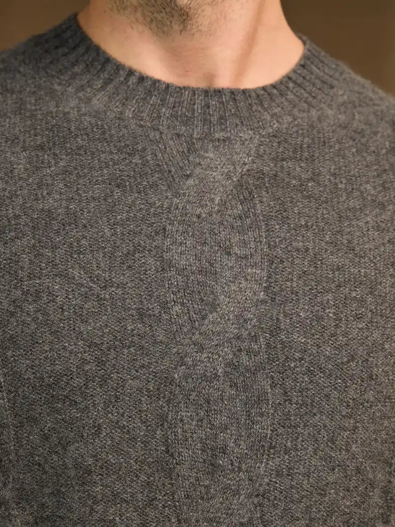 TEMBA pullover rundhalsausschnitt 4-fädig anthrazit meliert