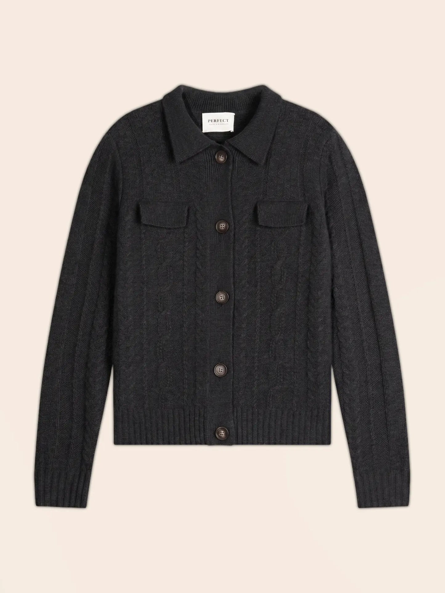 FRIUME jacket buttoned shirt collar 6 ply black
