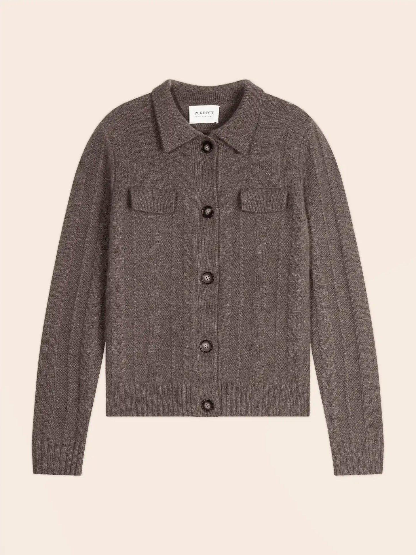FRIUME jacket buttoned shirt collar 6 ply heather taupe