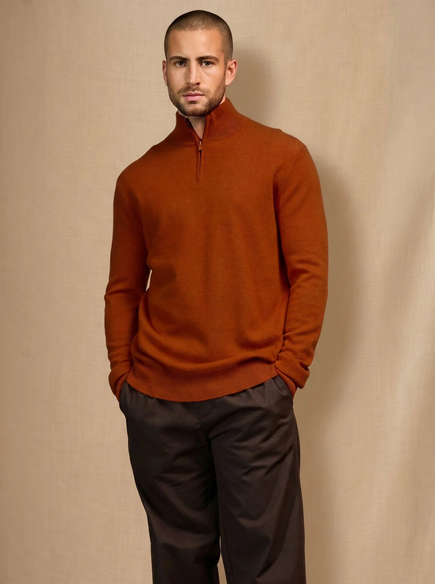 GREG sweater cuffed beanie saffron