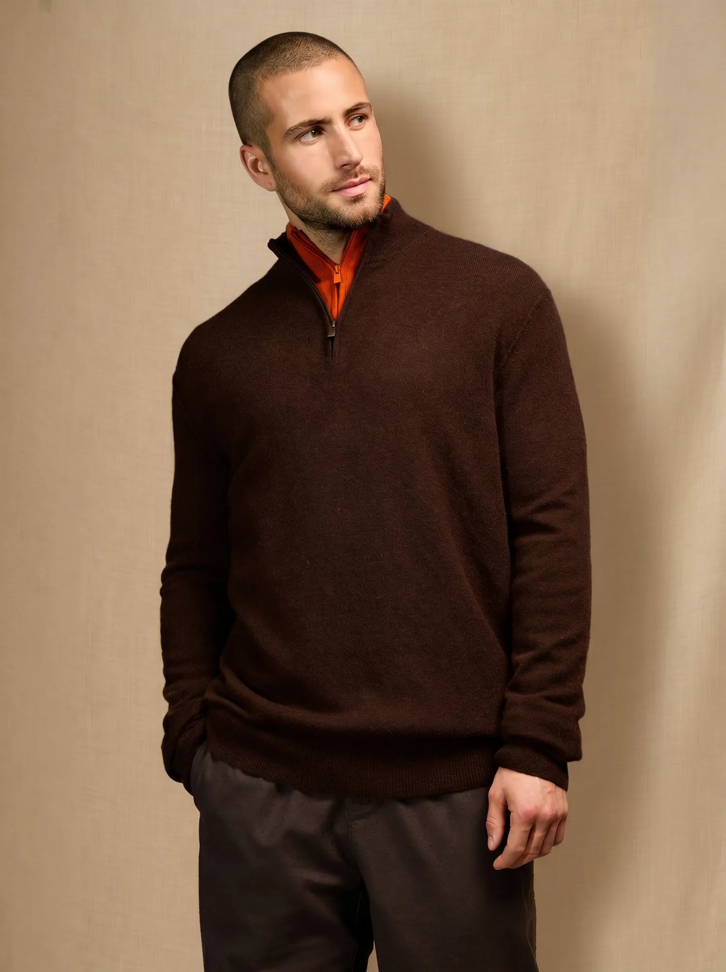 LUCAS sweater cuffed beanie coffee