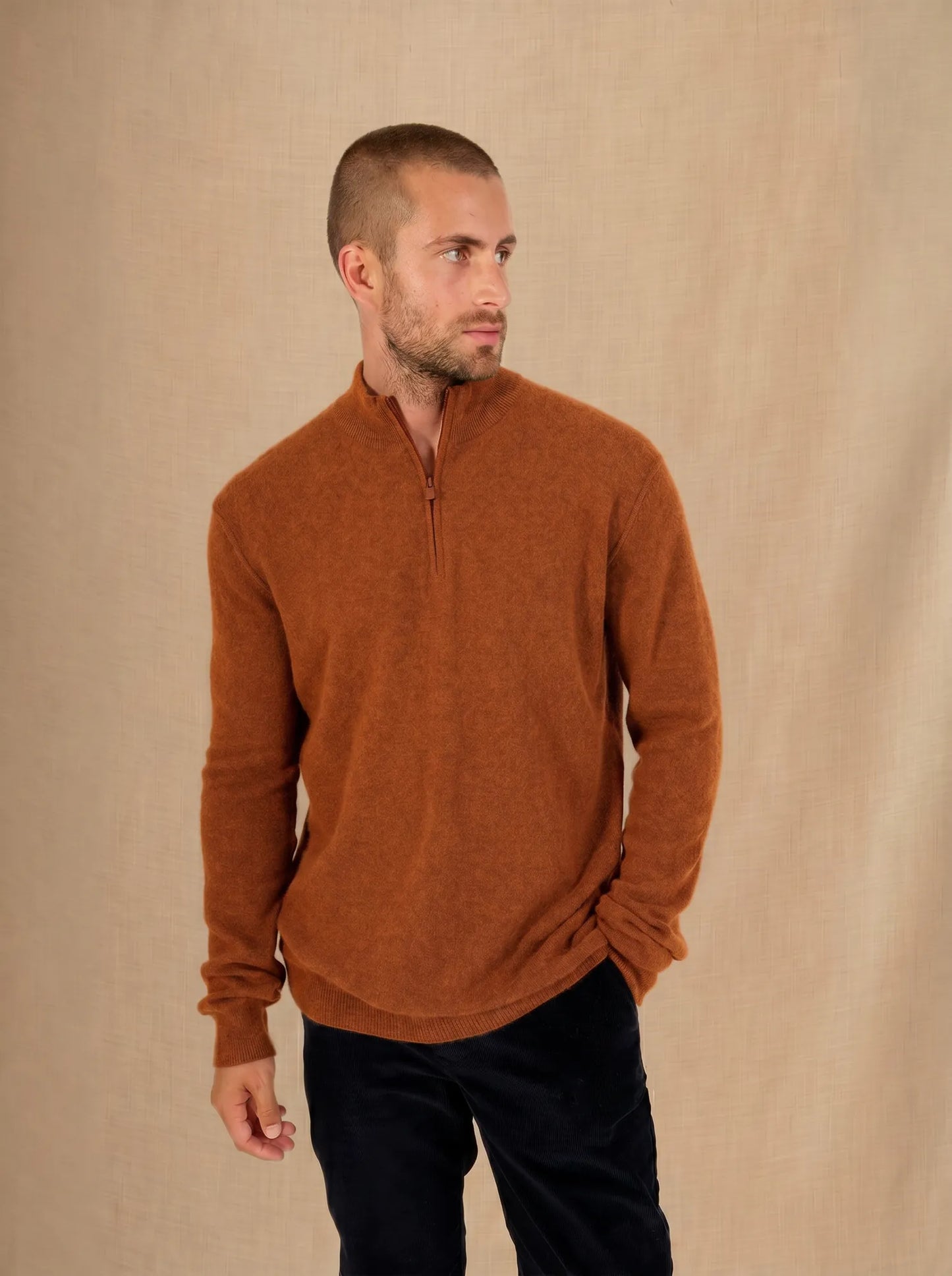 LUCAS sweater cuffed beanie saffron