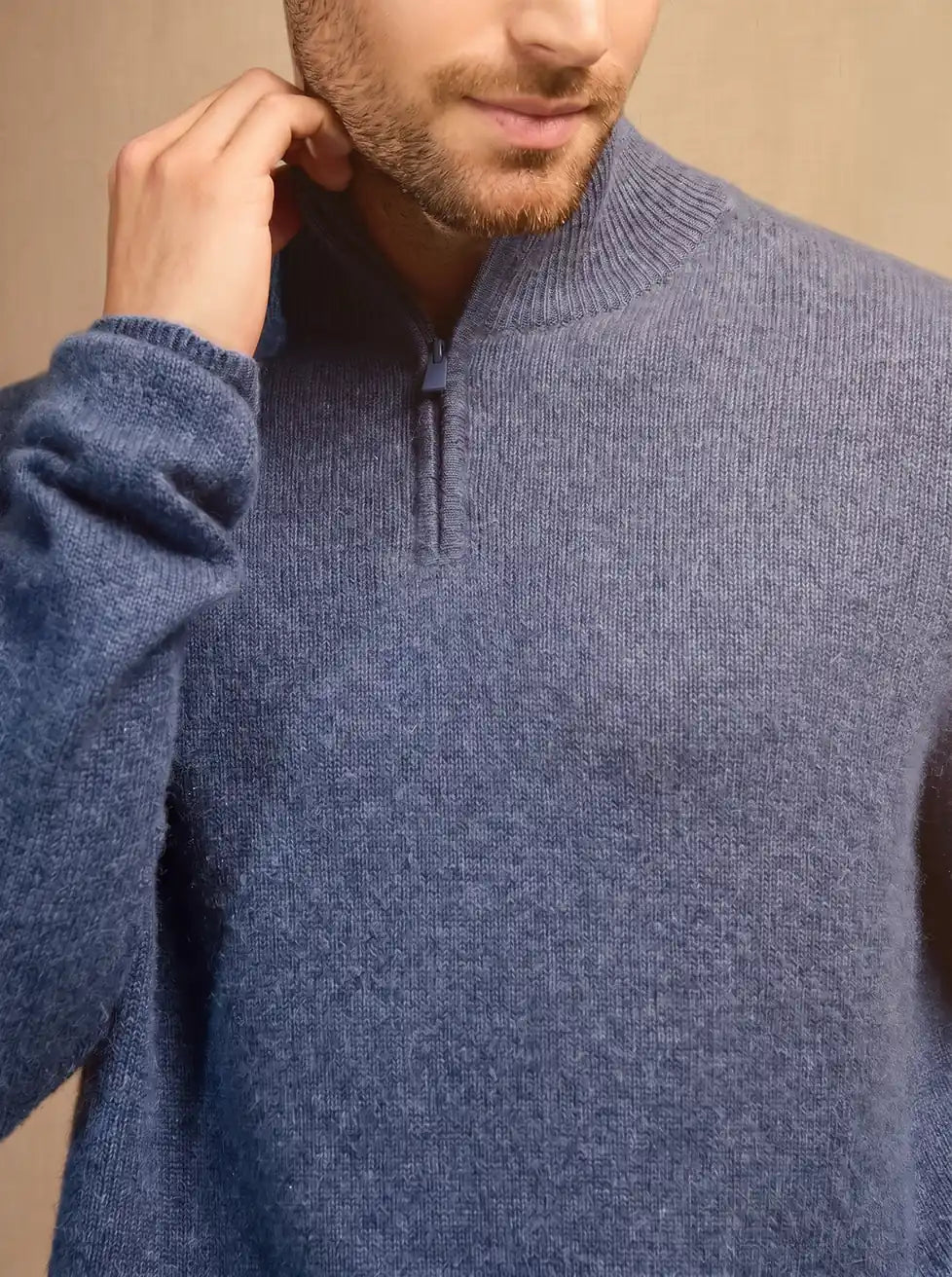 LOUIS sweater cuffed beanie 4 ply denim blue