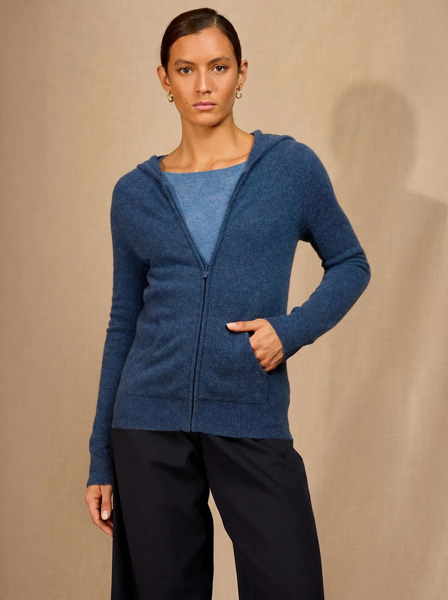 EMMA vest zipped hooded heather ocean