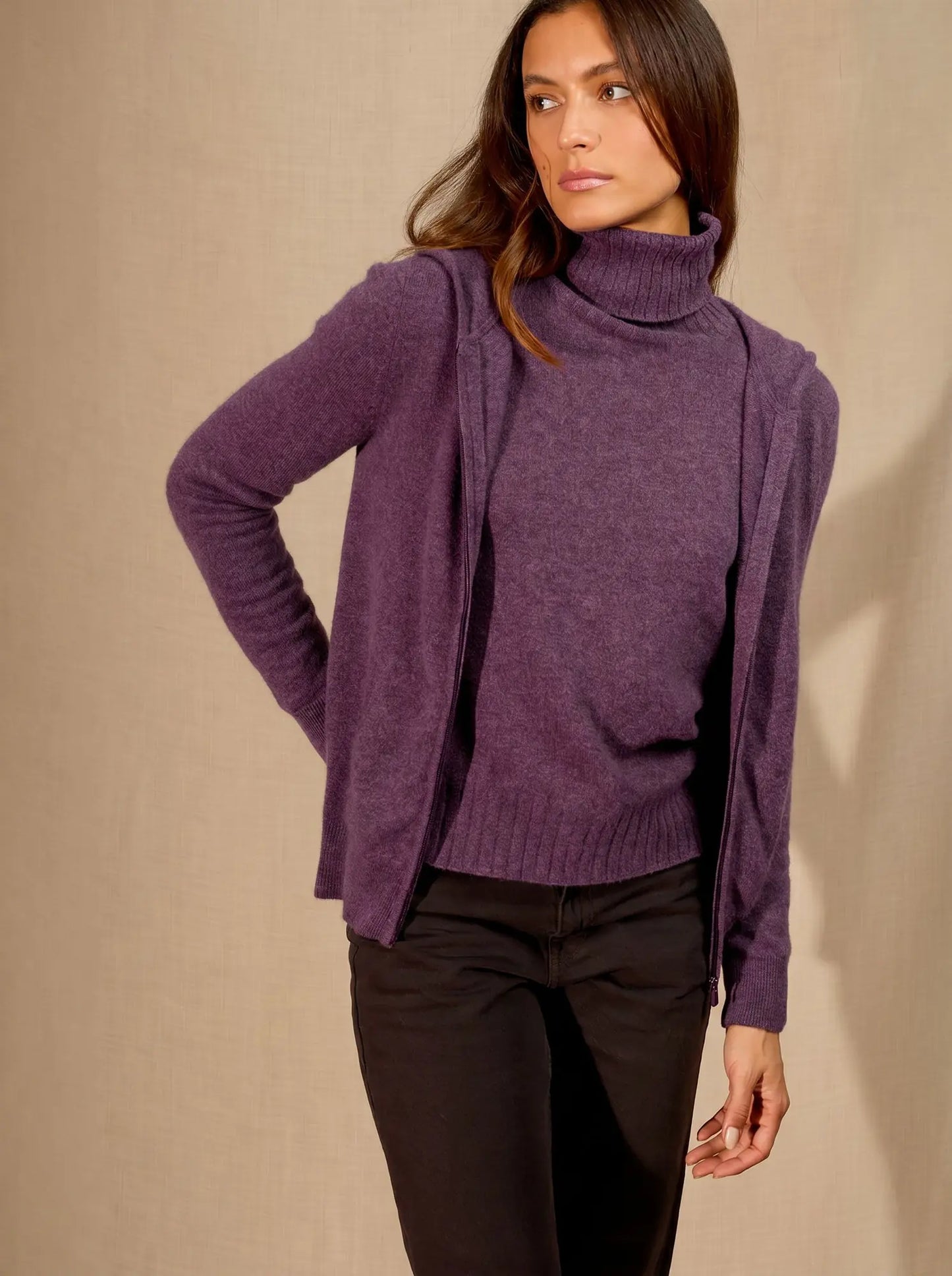 EMMA vest zipped hooded heather purple
