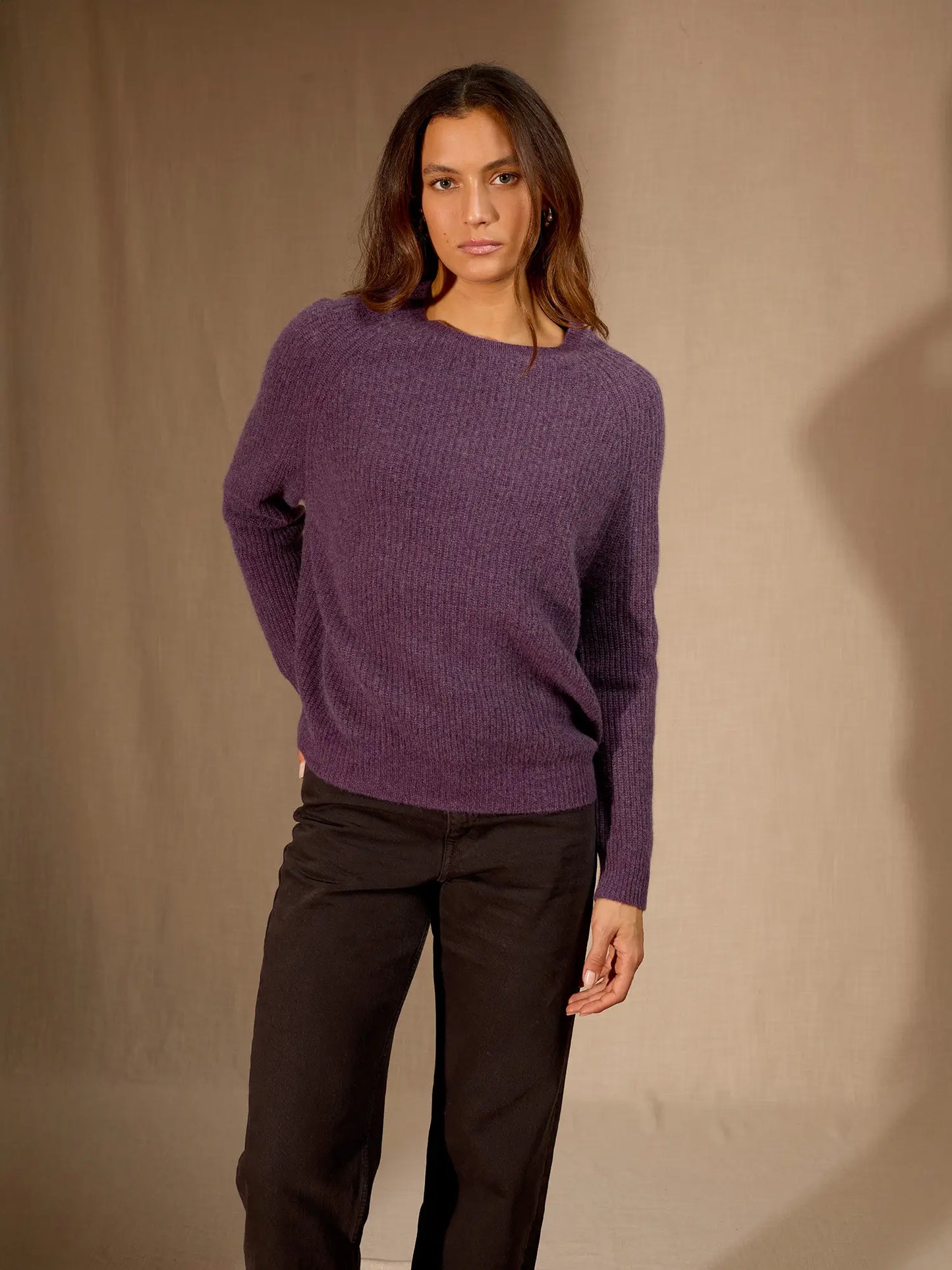 OCEANE pullover rundhalsausschnitt 4-fädig violett meliert