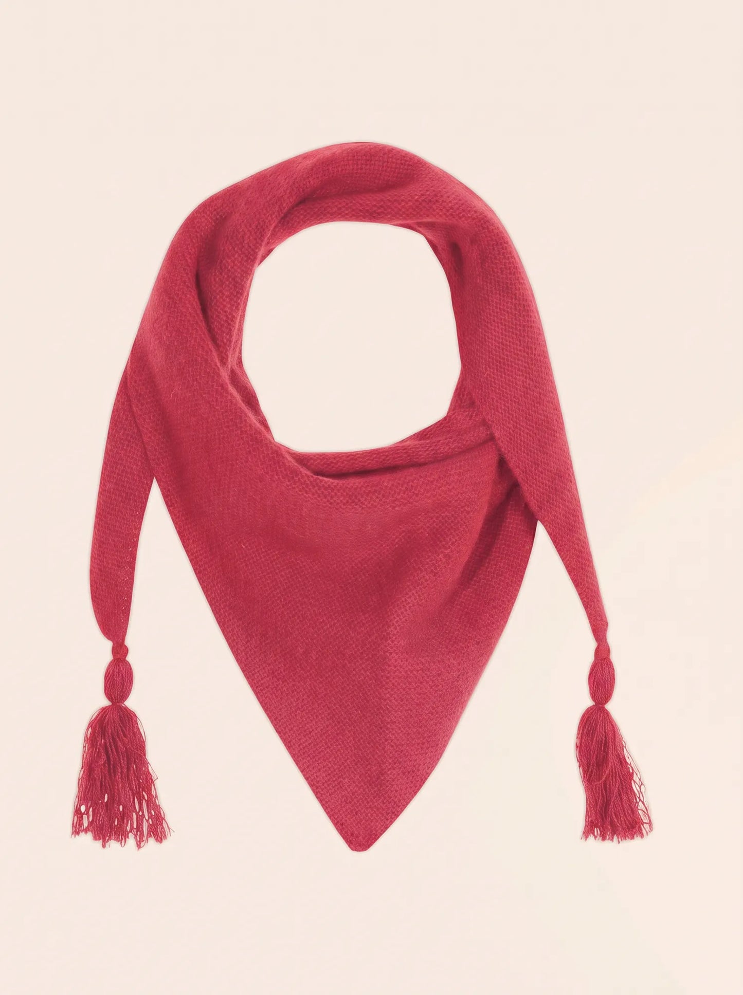 CONDEIXA scarf triangle with fringed 4 ply coral
