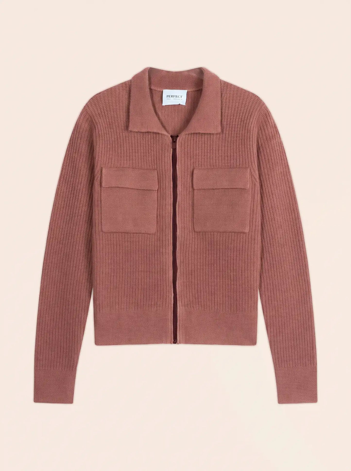 SARA jacke kurz mit reissverschluss hemdkragen 4-fädig terracotta
