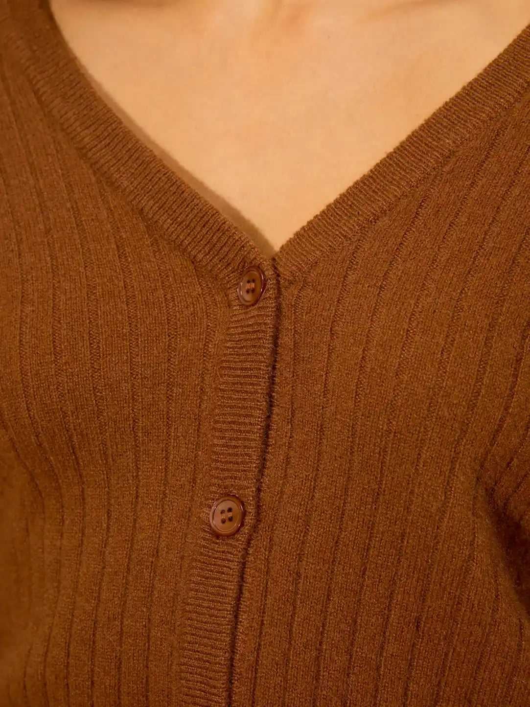 LIVIA cardigan v-neck chestnut