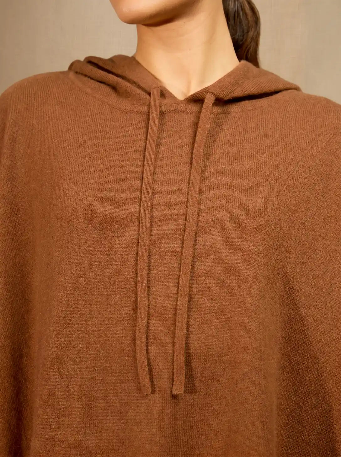 CELARION poncho hooded chestnut