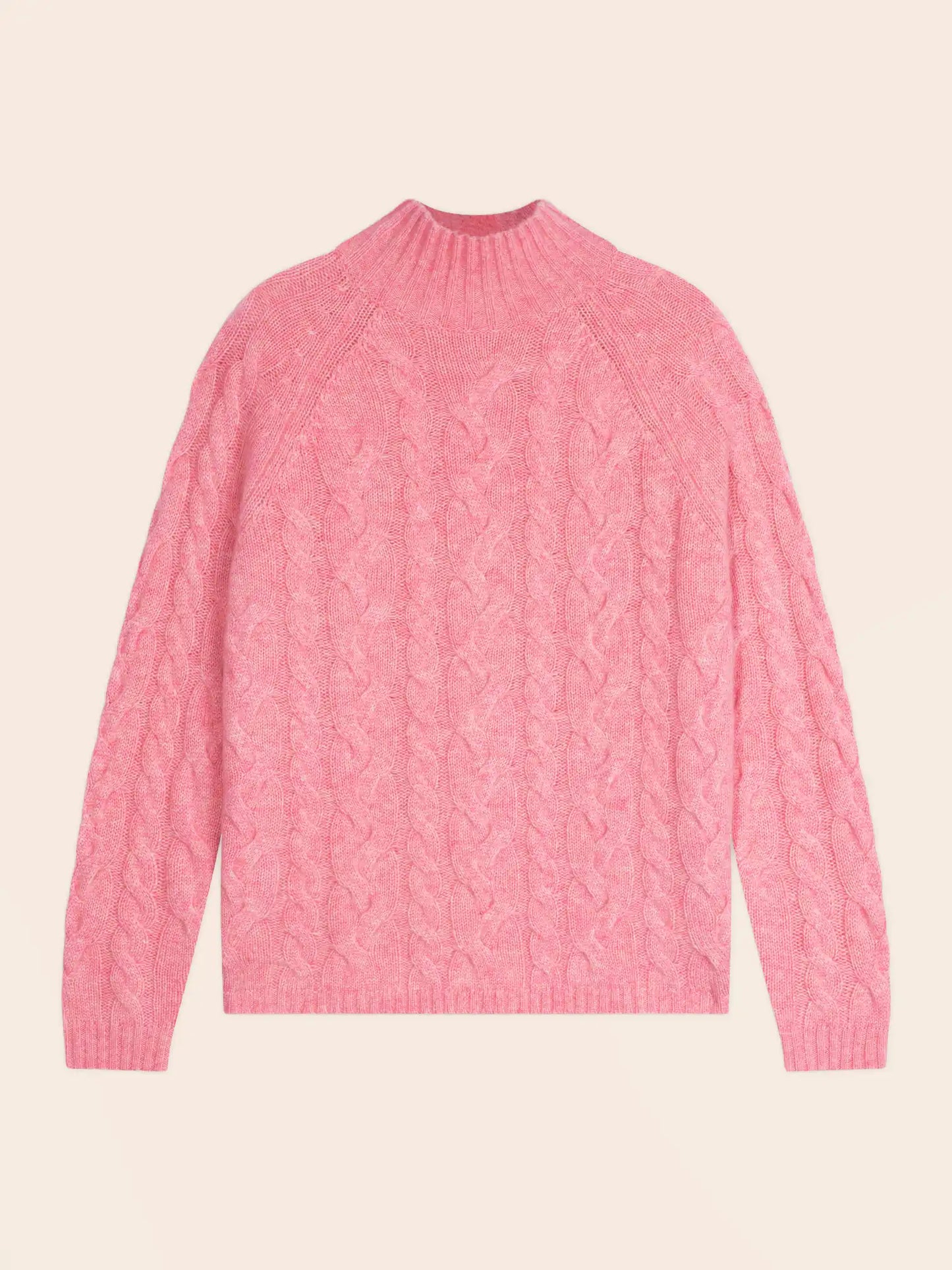 MAIREAD sweater mock neck 6 ply heather pink
