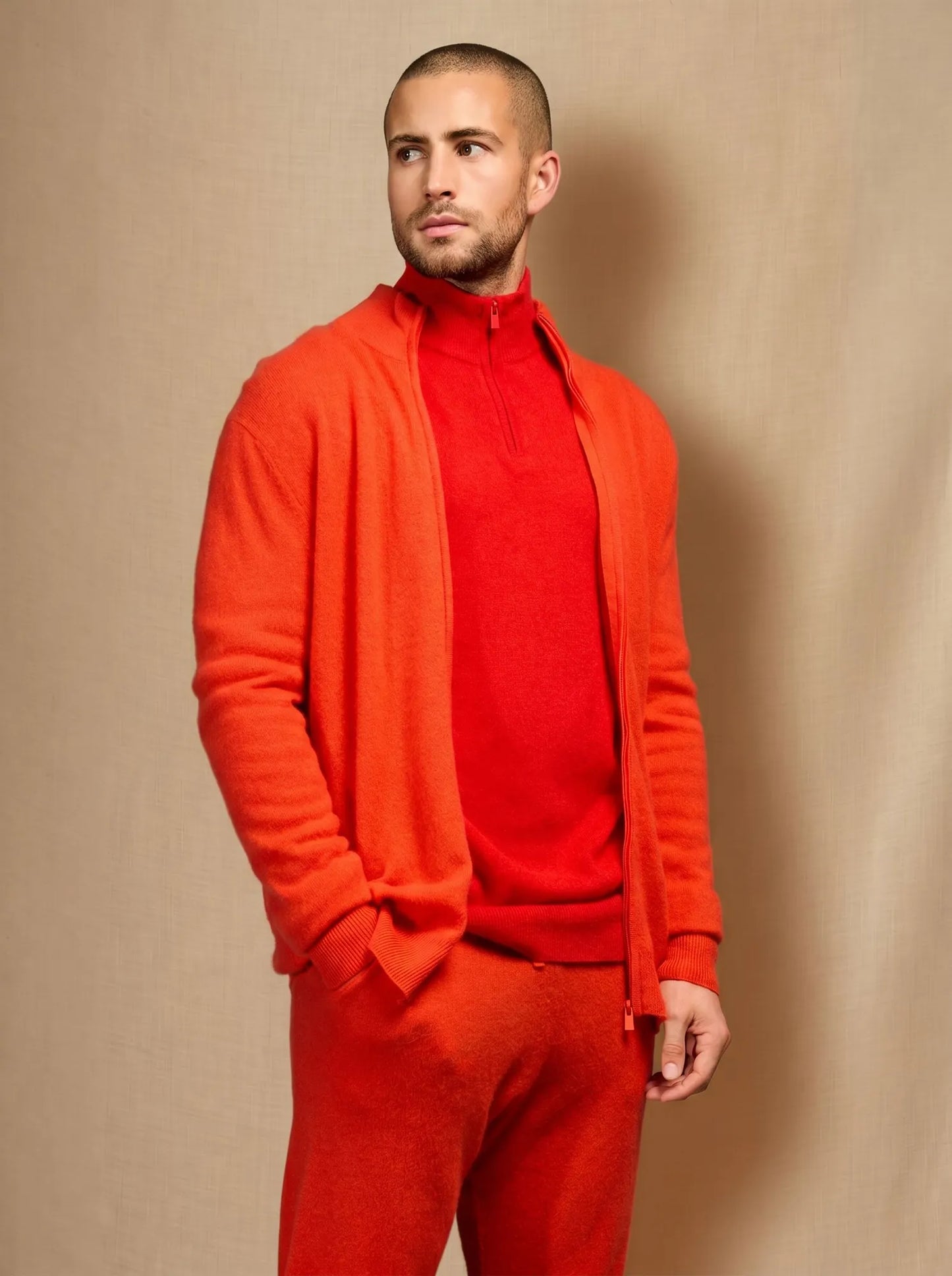 CODY vest zipped mock neck orange