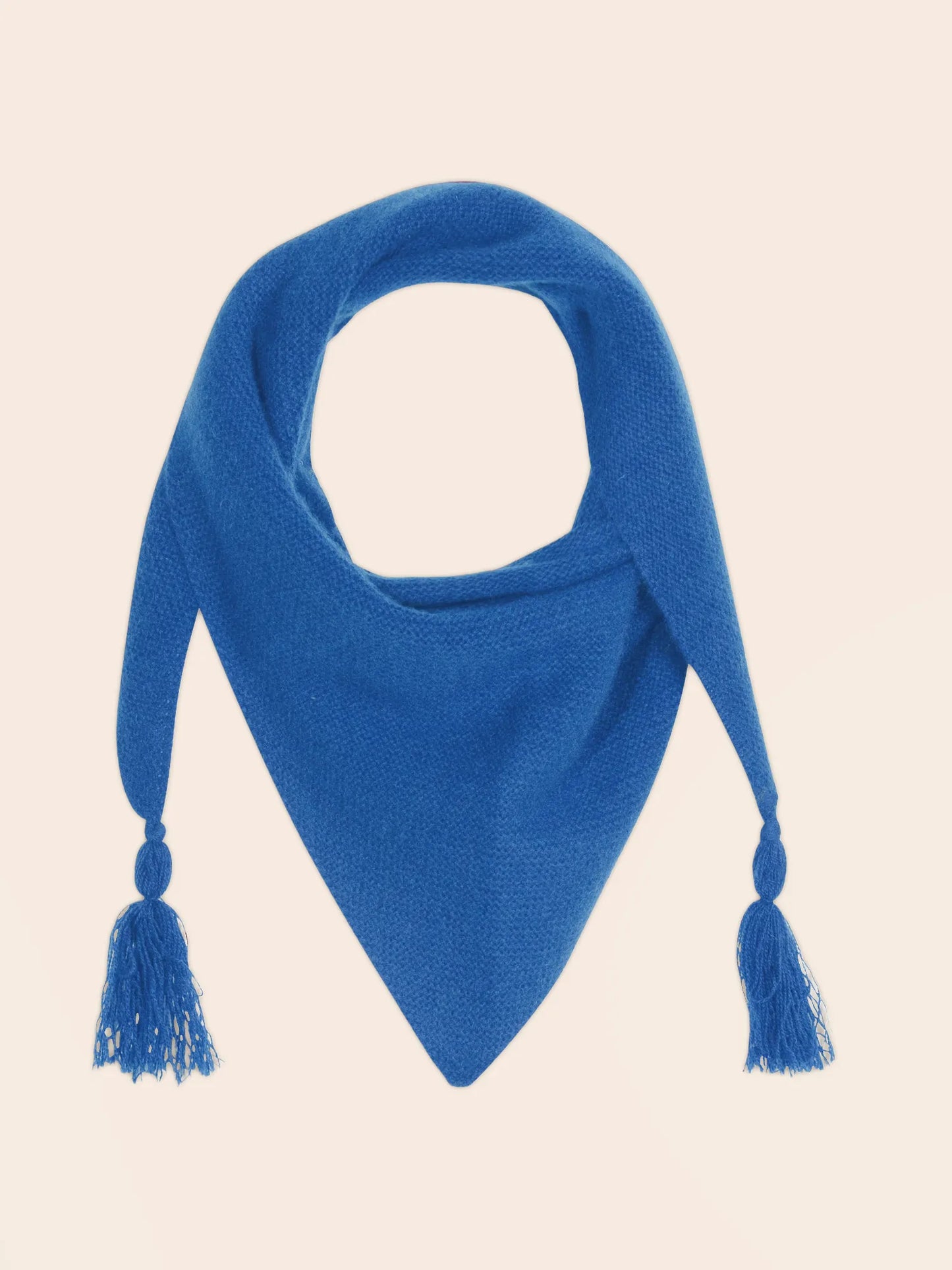 CONDEIXA scarf triangle with fringed 4 ply electric blue