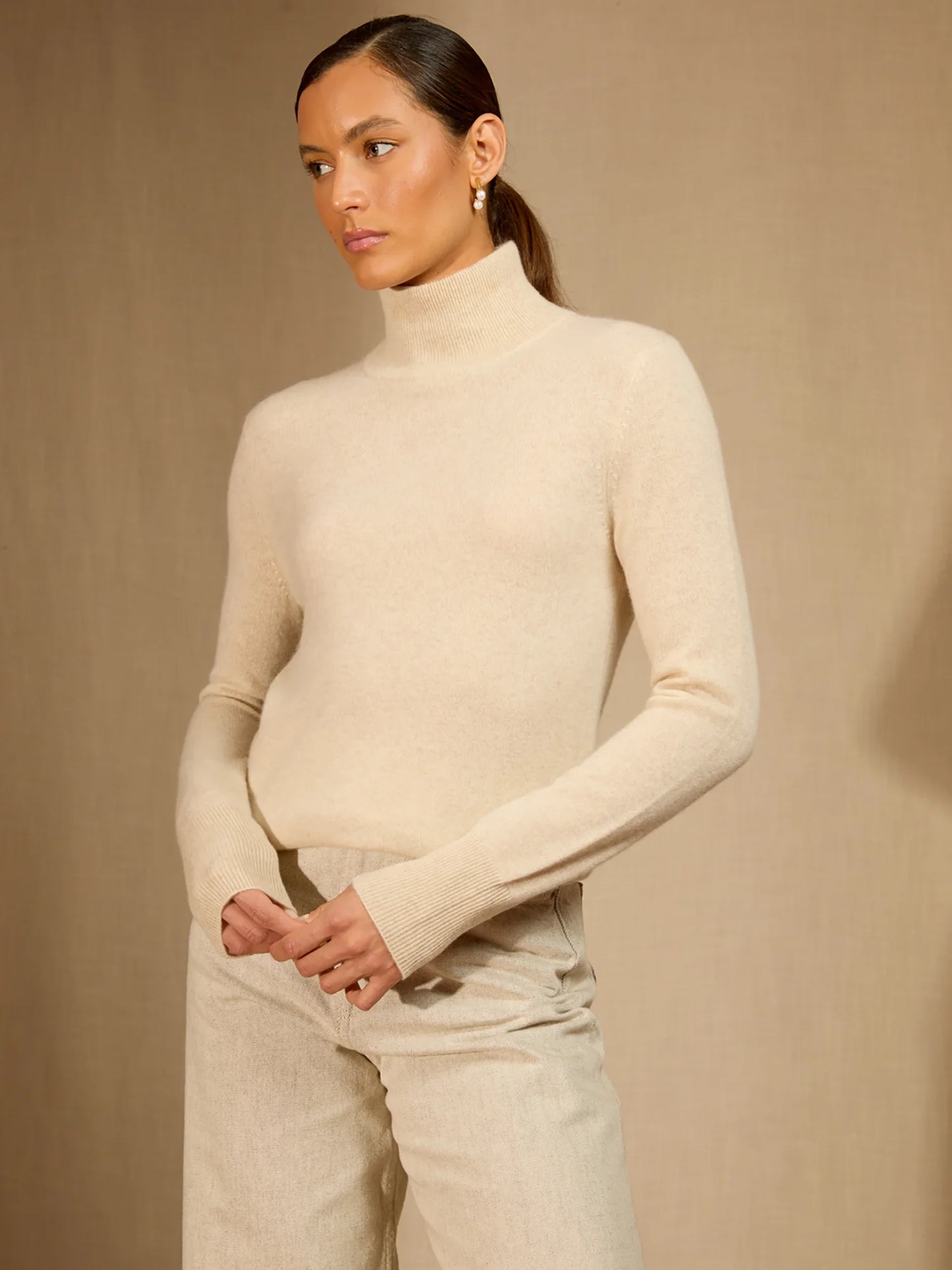 ARVETH sweater mock neck oat