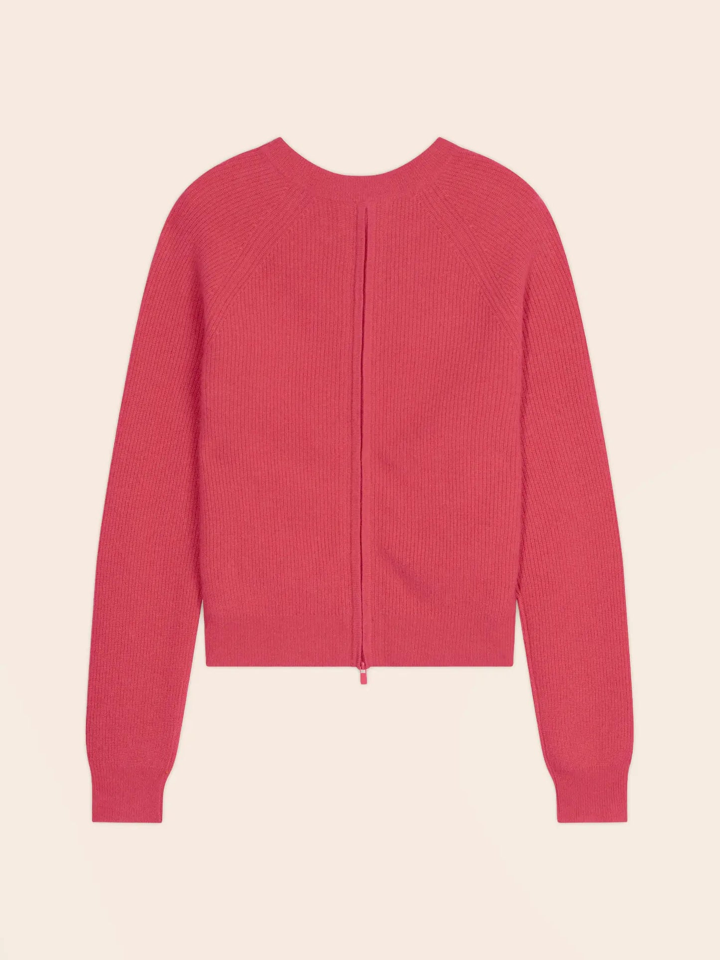 DEYRAN sweater crew neck zipped dos coral