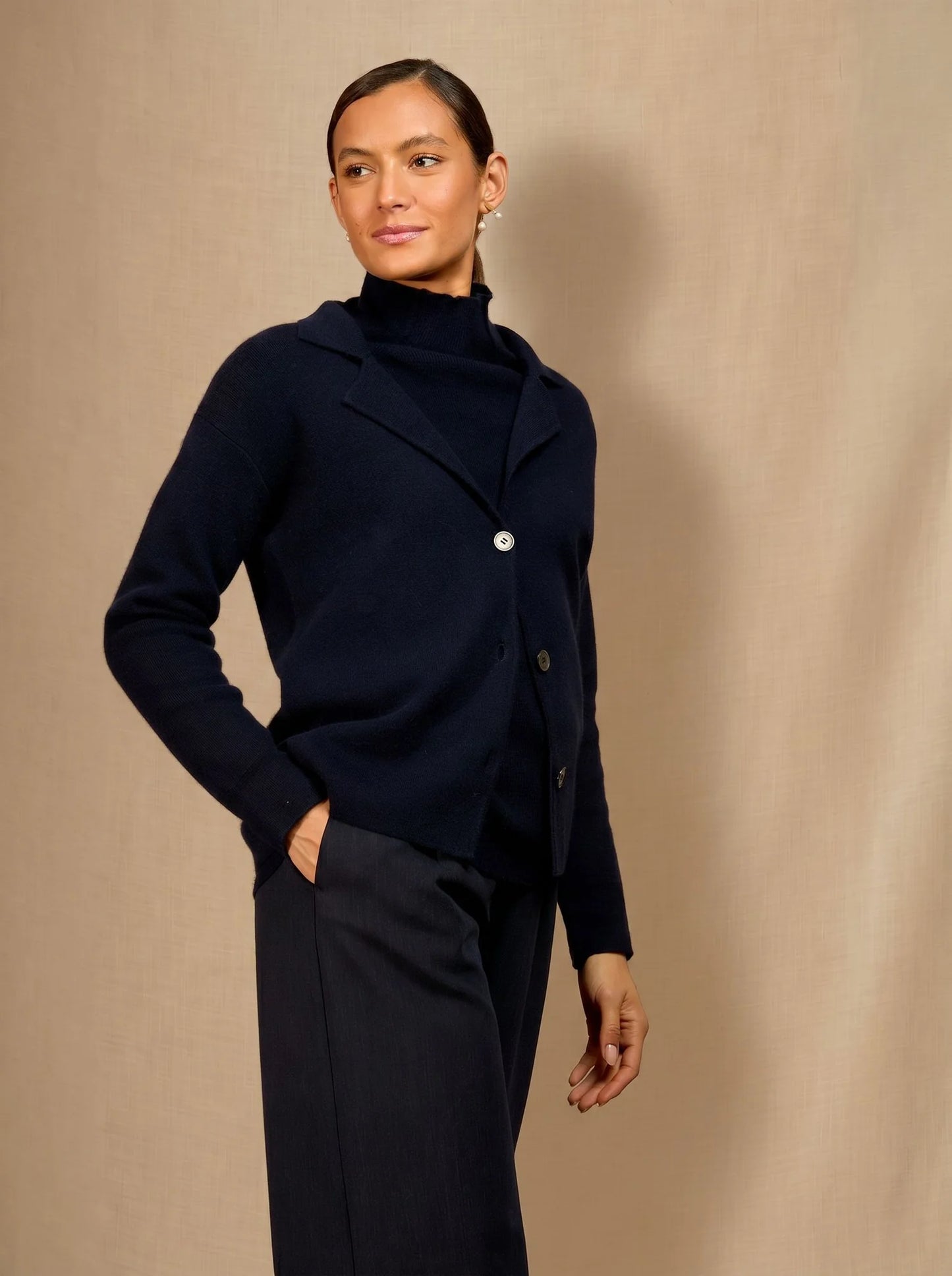 NESSA jacket buttoned col tailleur navy