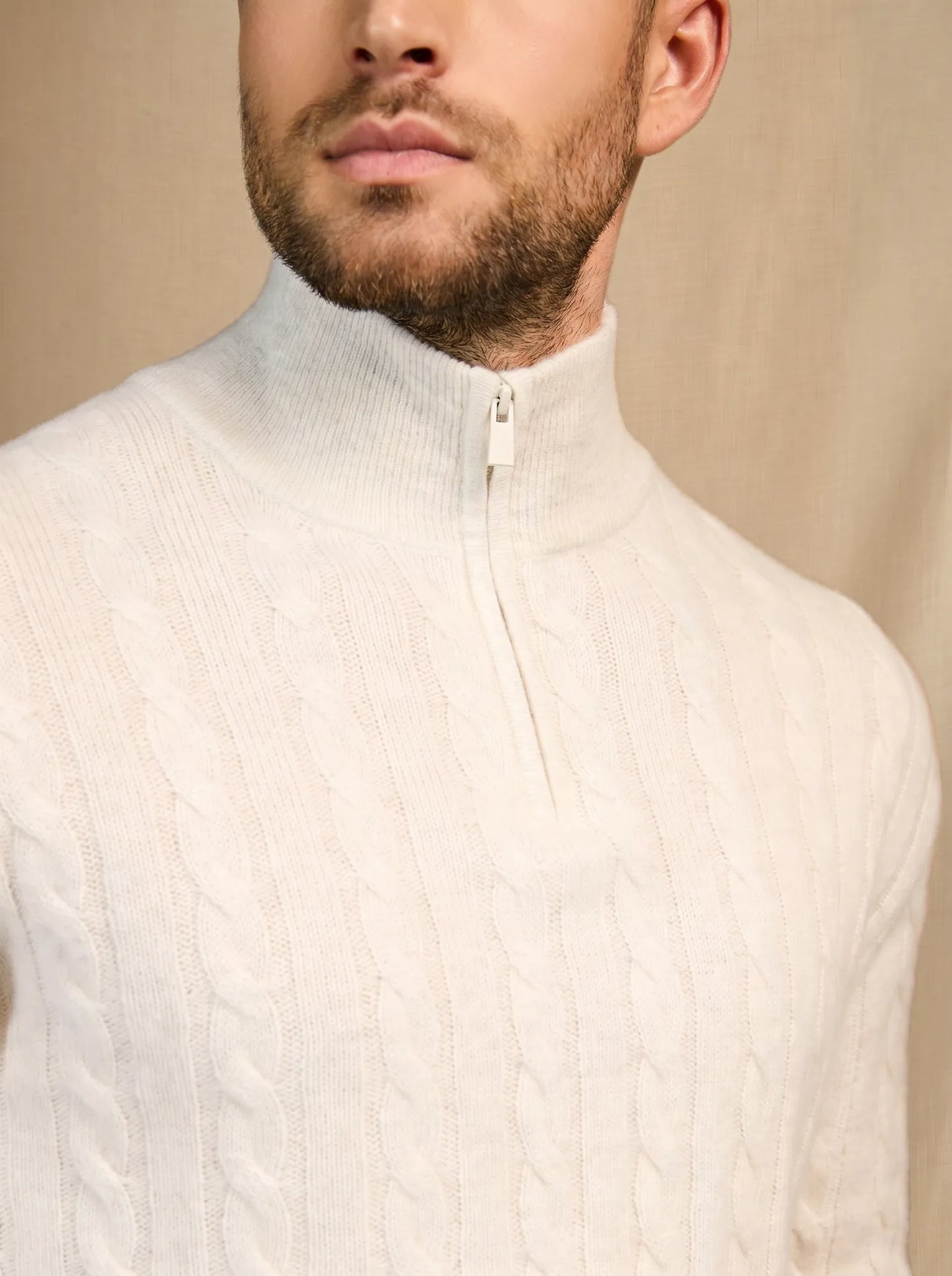 ELVIS sweater cuffed beanie 4 ply heather white