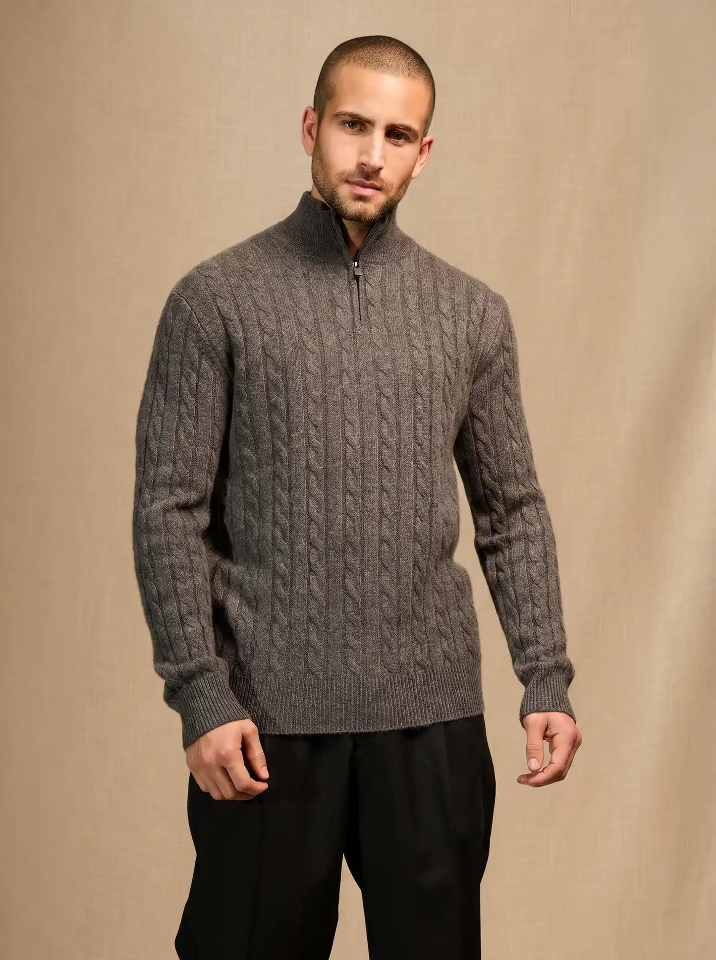 ELVIS sweater cuffed beanie 4 ply heather charcoal