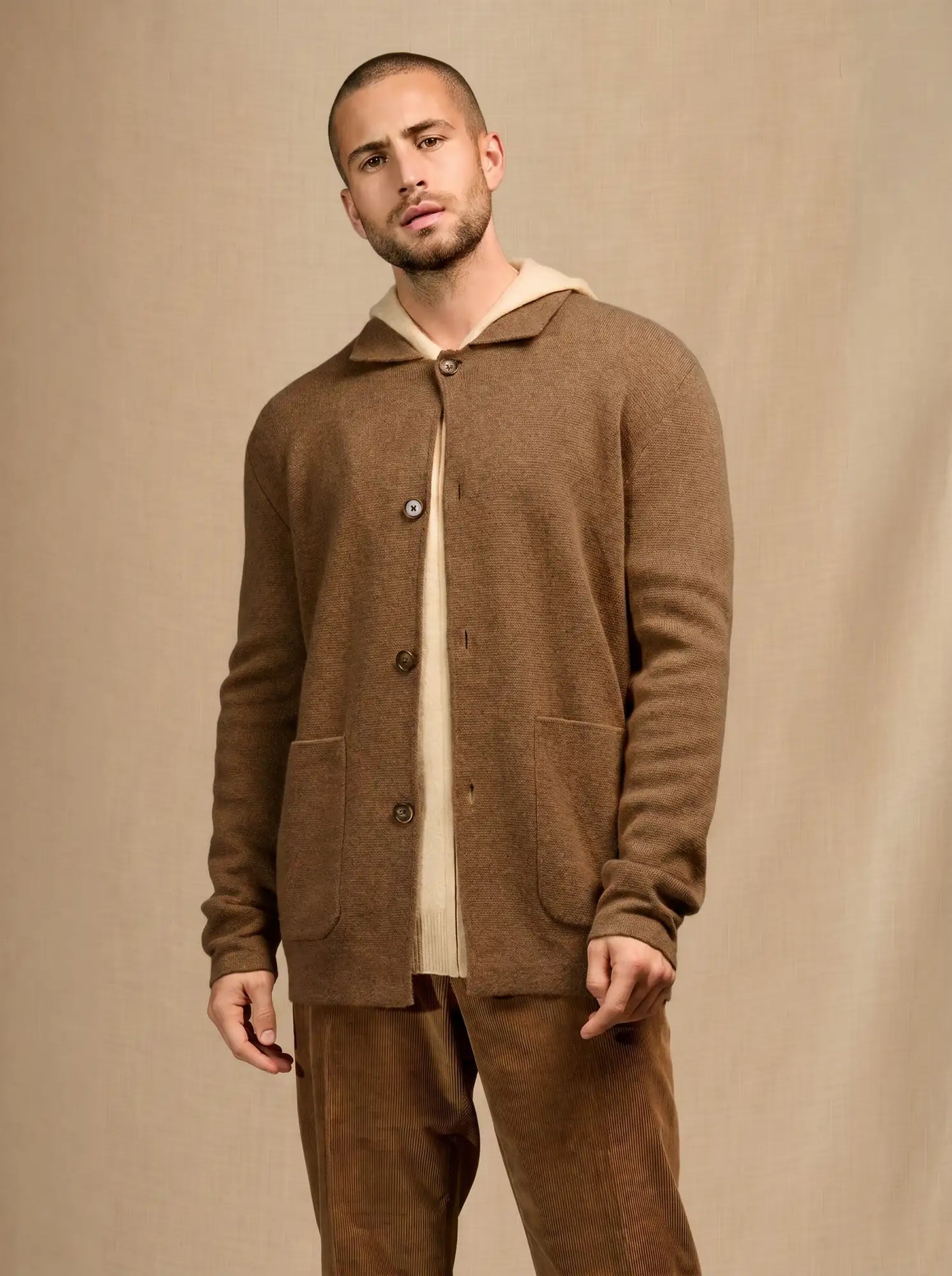 NICK jacket buttoned shirt collar hazelnut