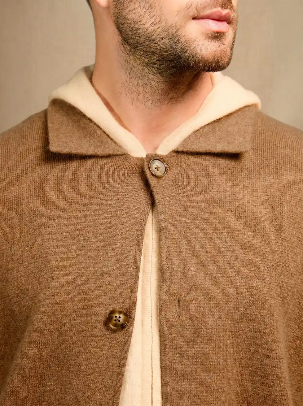 NICK jacket buttoned shirt collar hazelnut