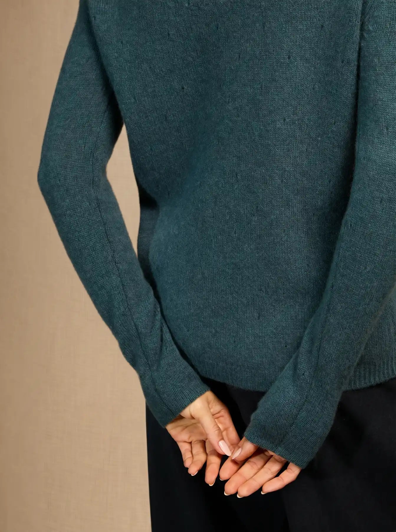 KELLEY sweater boat neck 4 ply heather teal green