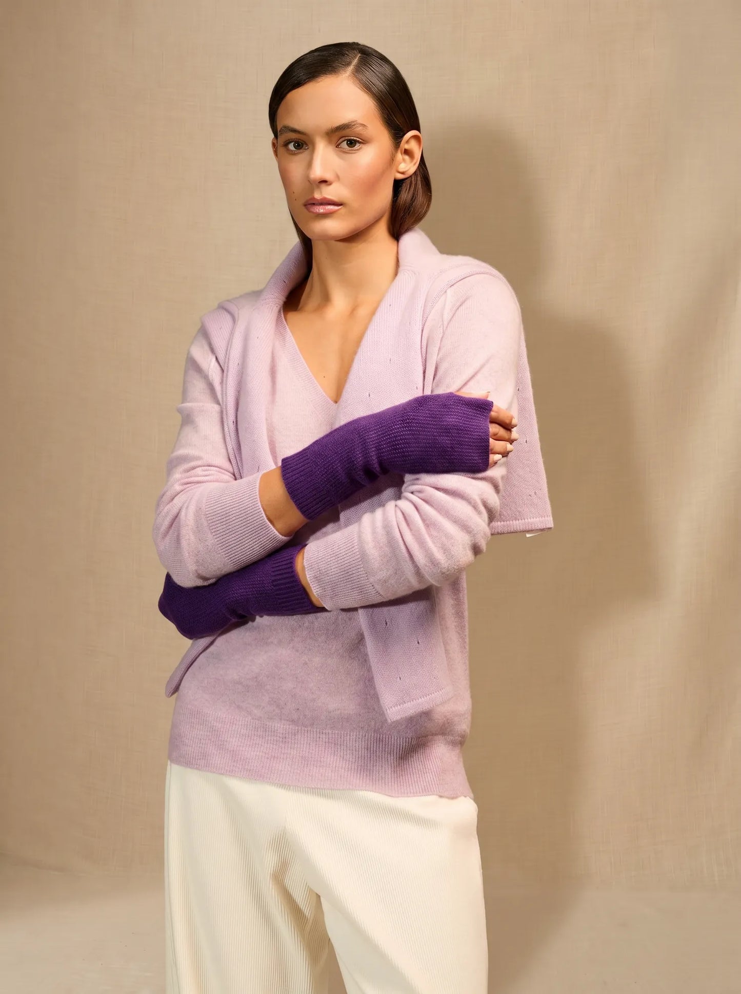 JULIANA fingerless gloves 4 ply violet