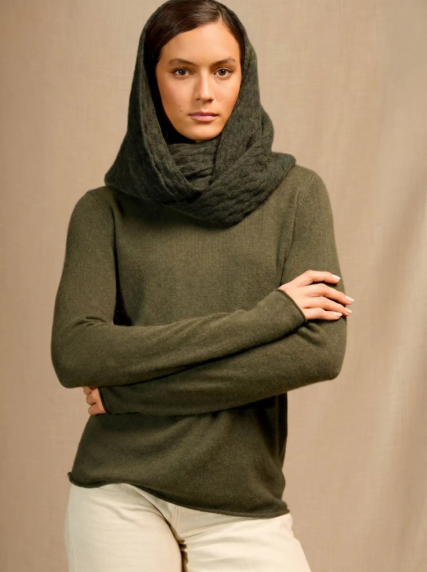 SILVEN neck warmer heather army green