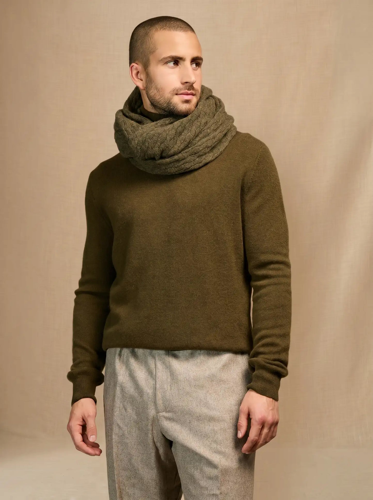 SILVEN neck warmer heather army green