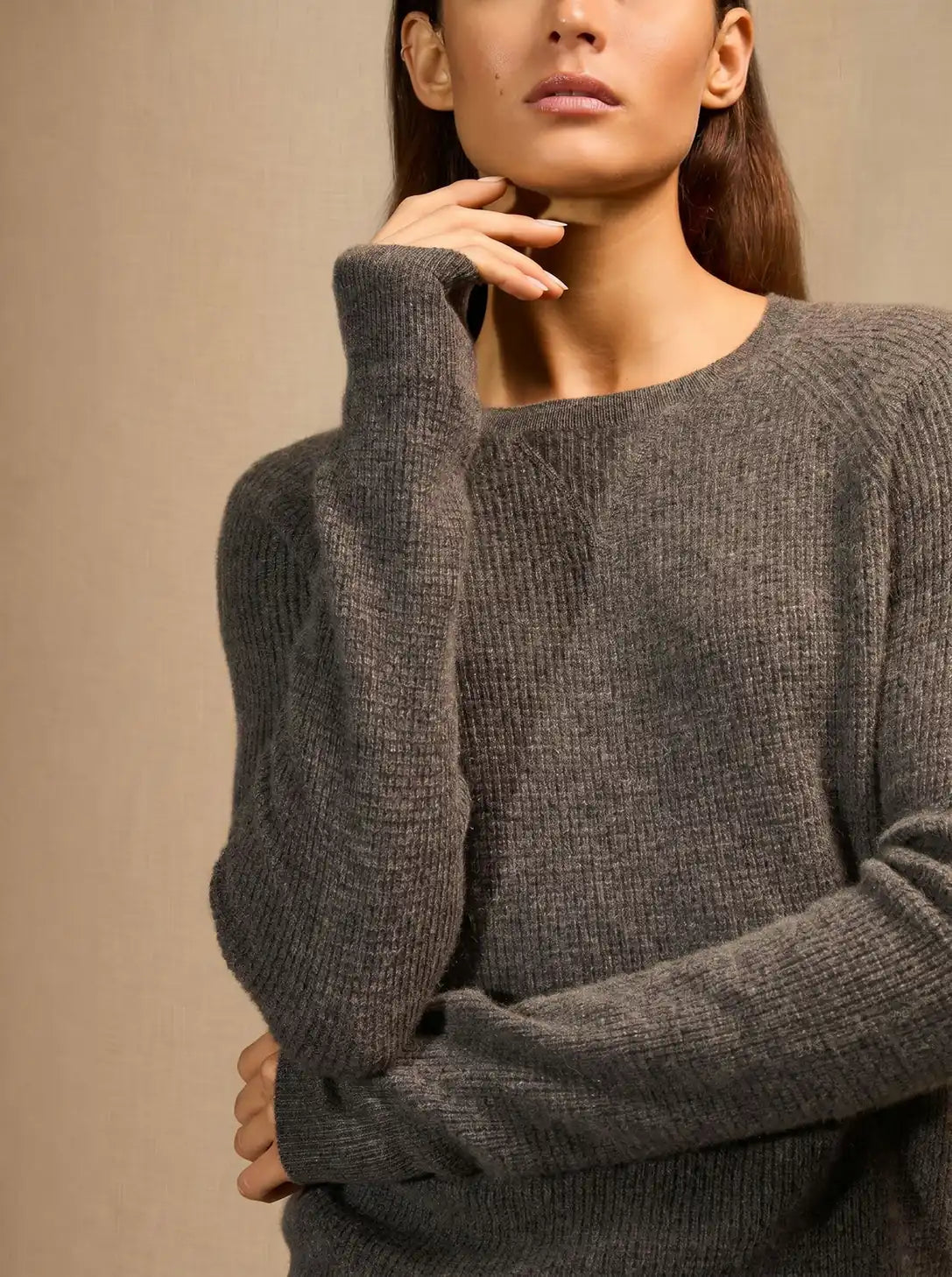EUGENIA pullover rundhalsausschnitt anthrazit meliert