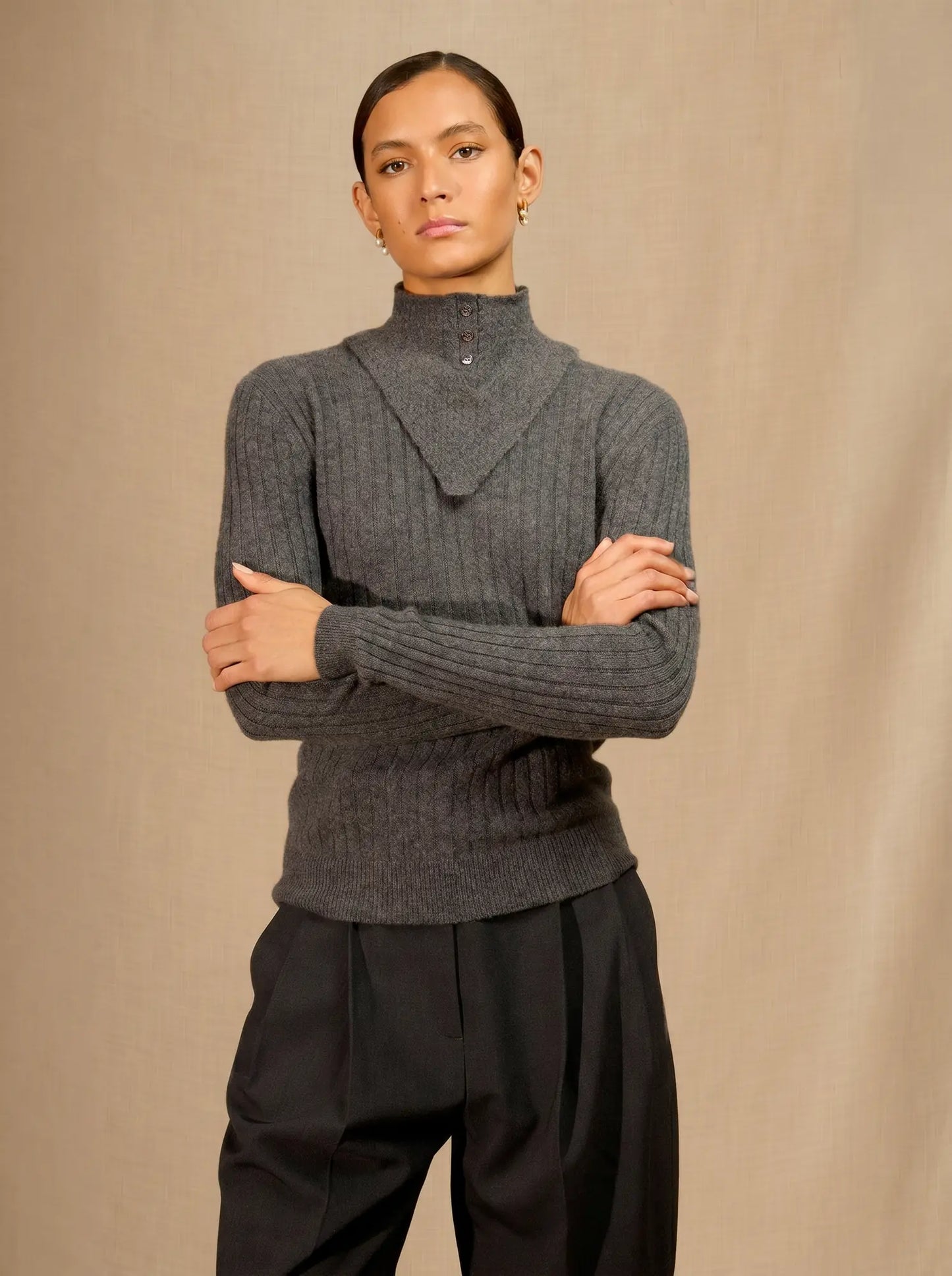 DARIEL neck warmer heather charcoal