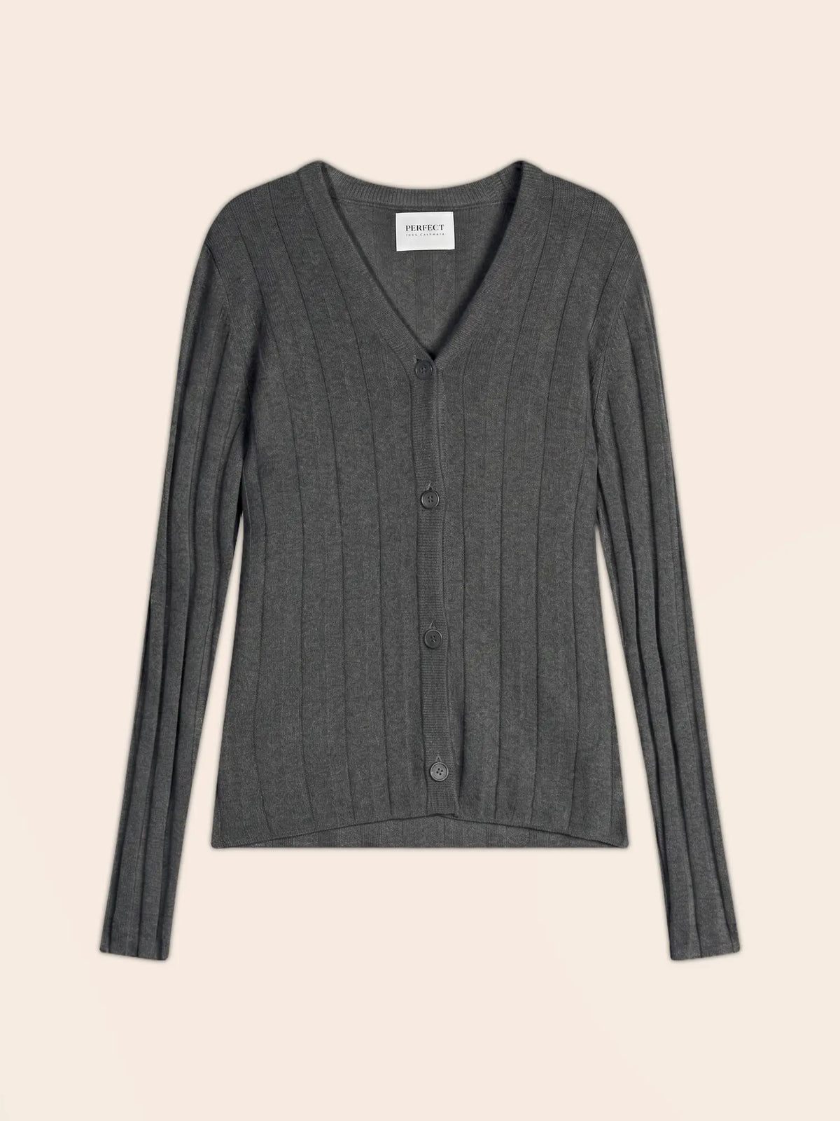 AURORA Cardigan Col V Anthracite Chiné